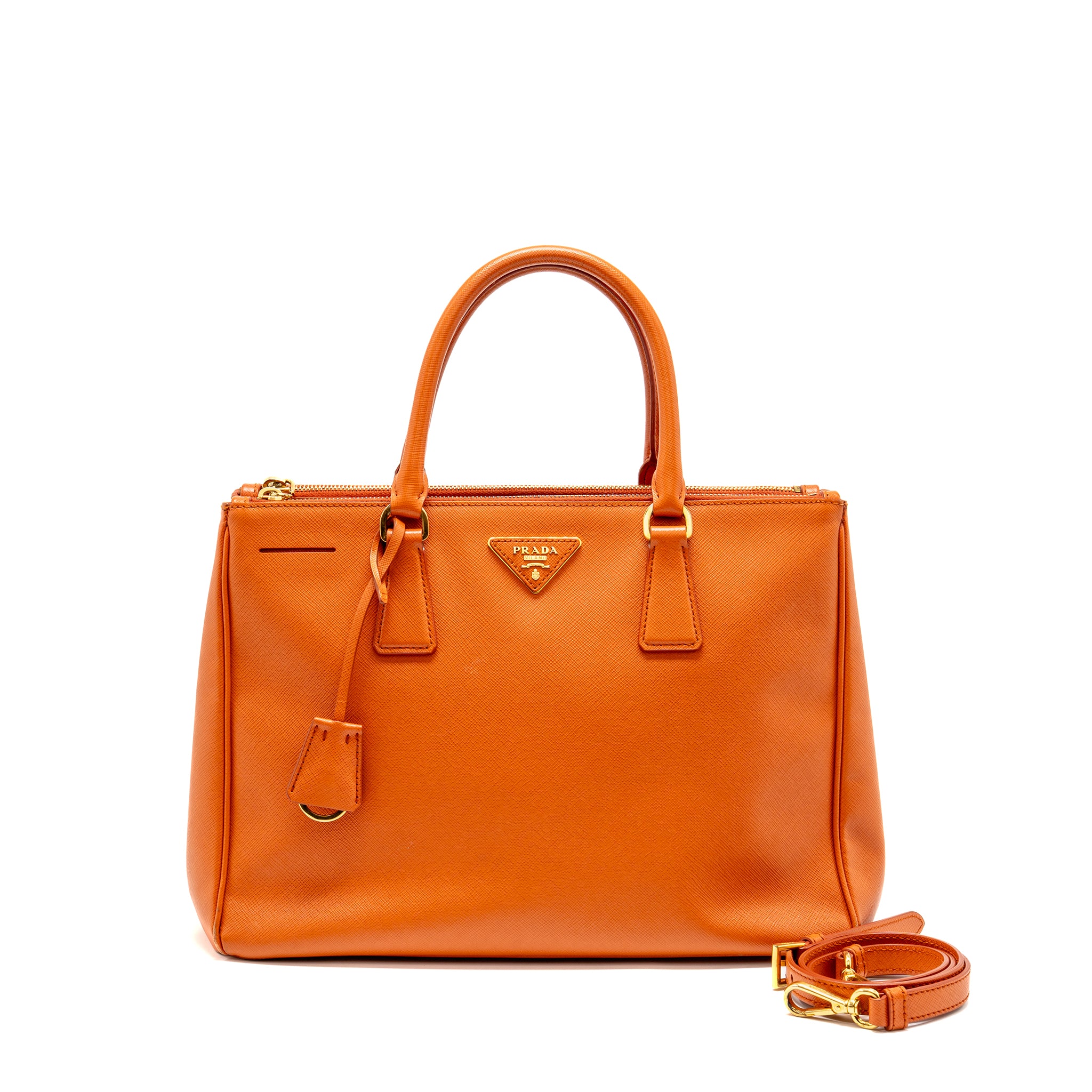 PRADA LARGE SAFFIANO TOTE BAG LEATHER ORANGE GHW