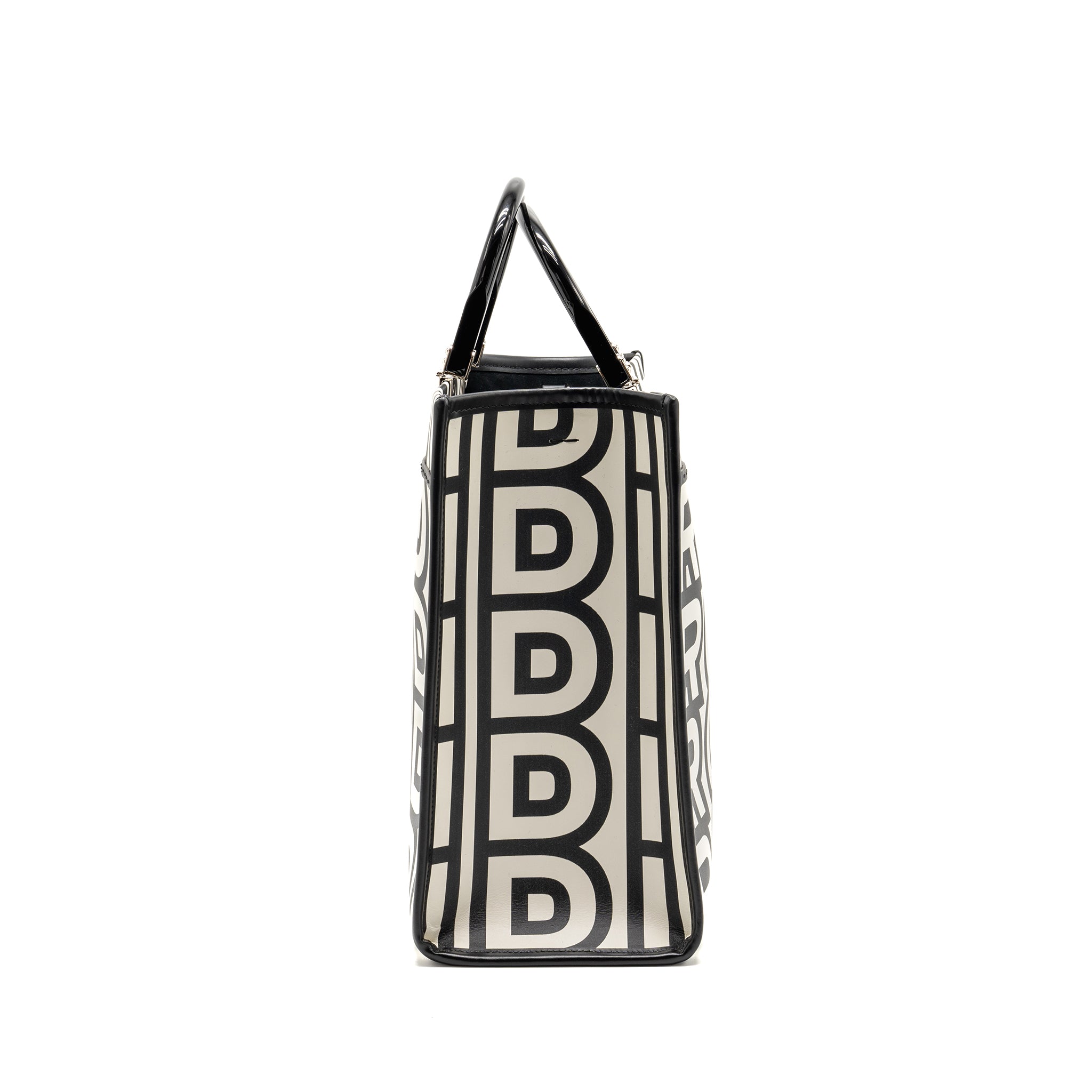 FENDI MEDIUM SUNSHINE ROMA SHOPPING BAG CALFSKIN BLACK/WHITE SHW