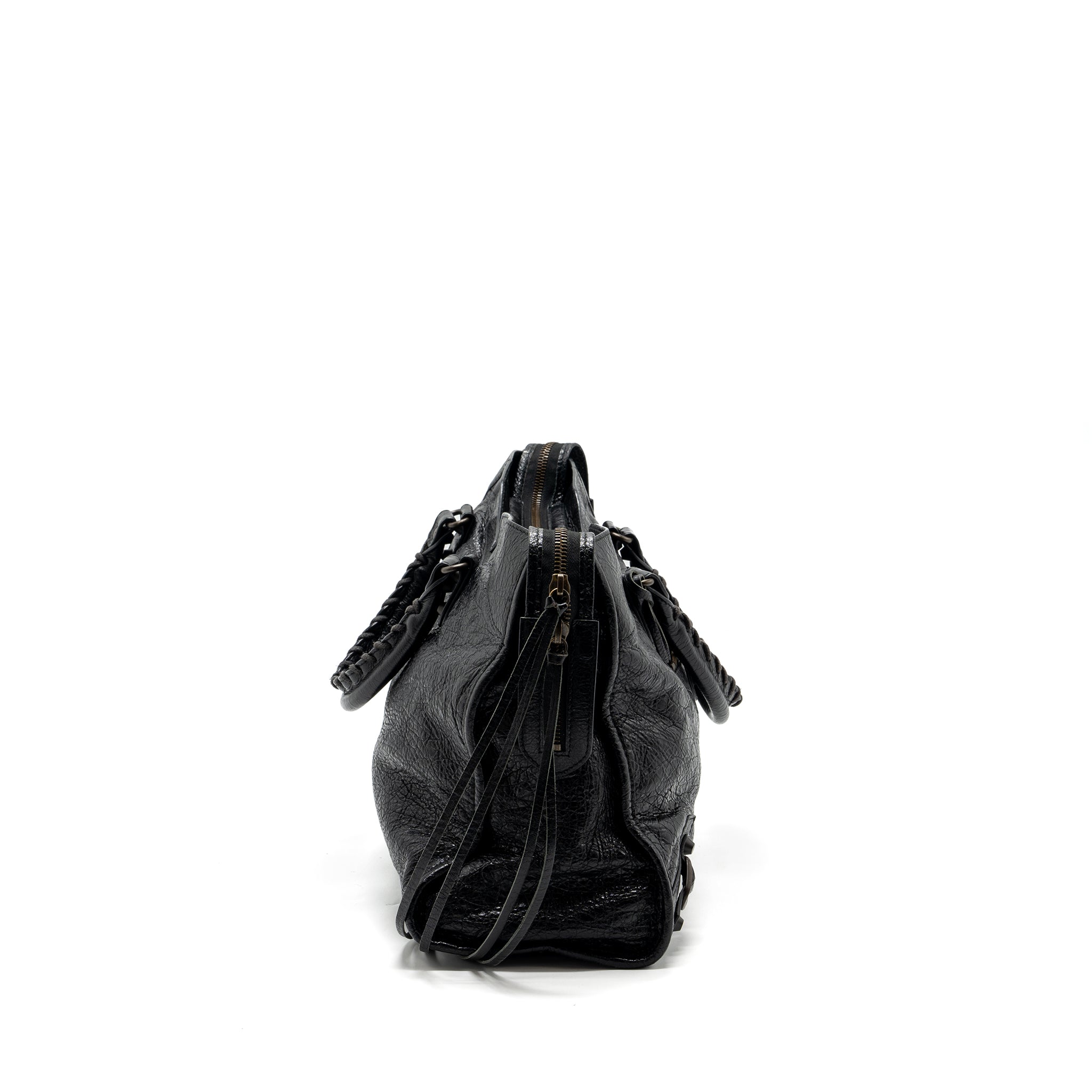 BALENCIAGA CITY BAG CALFSKIN BLACK RUTHENIUM HARDWARE
