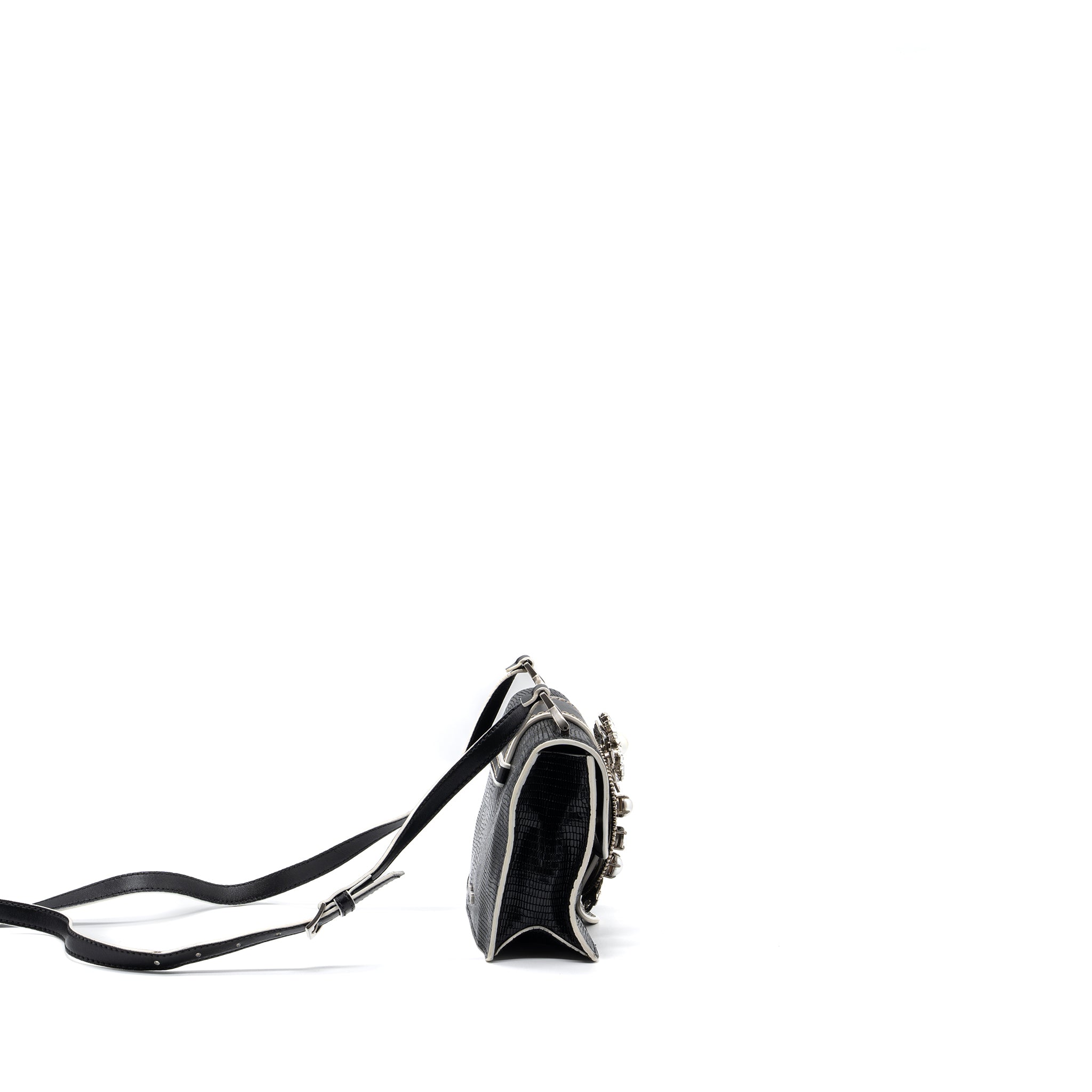 MIU MIU ST.LUCERTOLA EMBOSSED LEATHER BLACK SHW