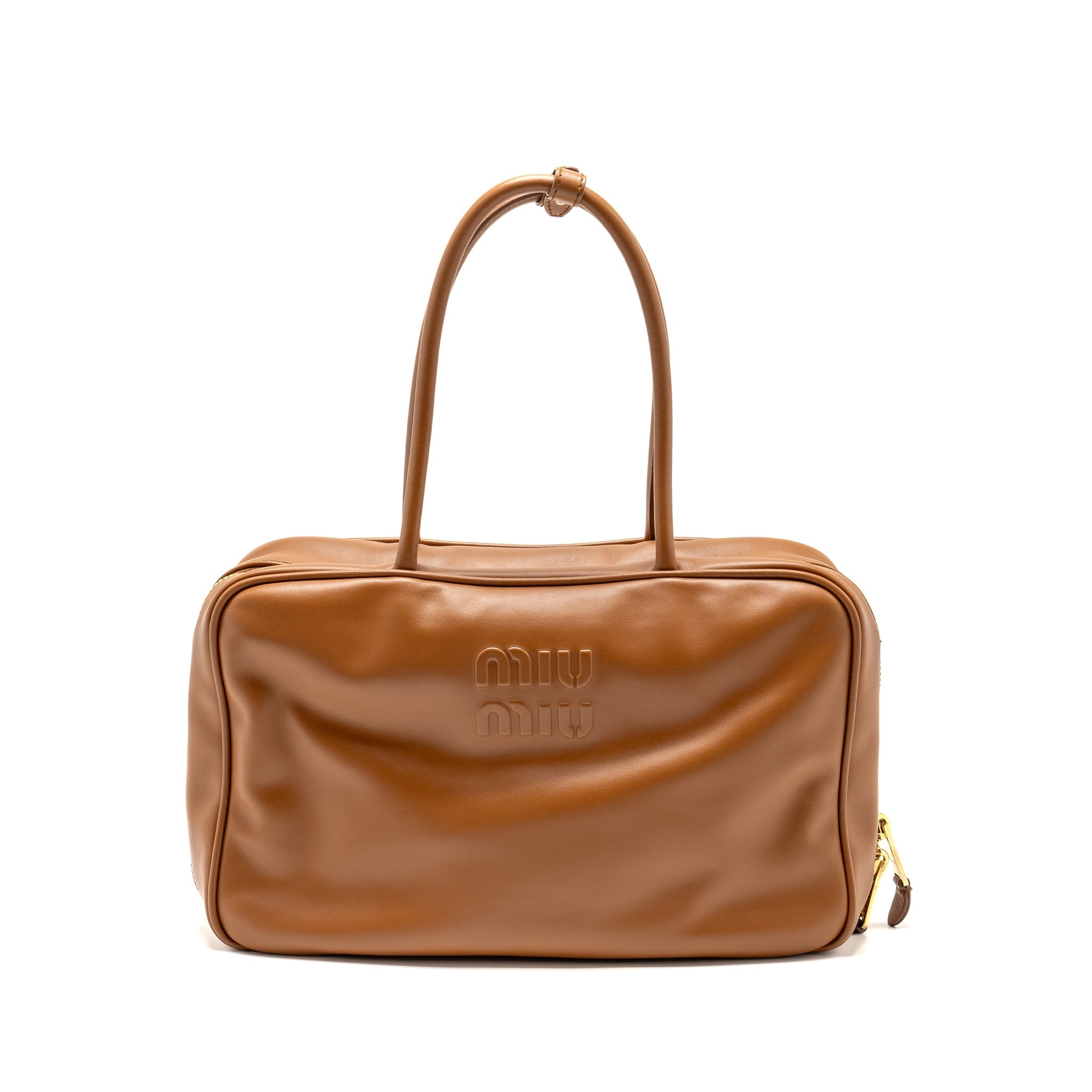 MIU MIU LARGE BEAU BAG CALFSKIN COGNAC GHW