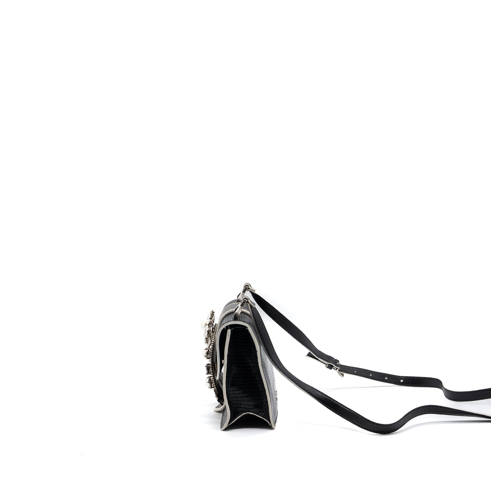 MIU MIU ST.LUCERTOLA EMBOSSED LEATHER BLACK SHW