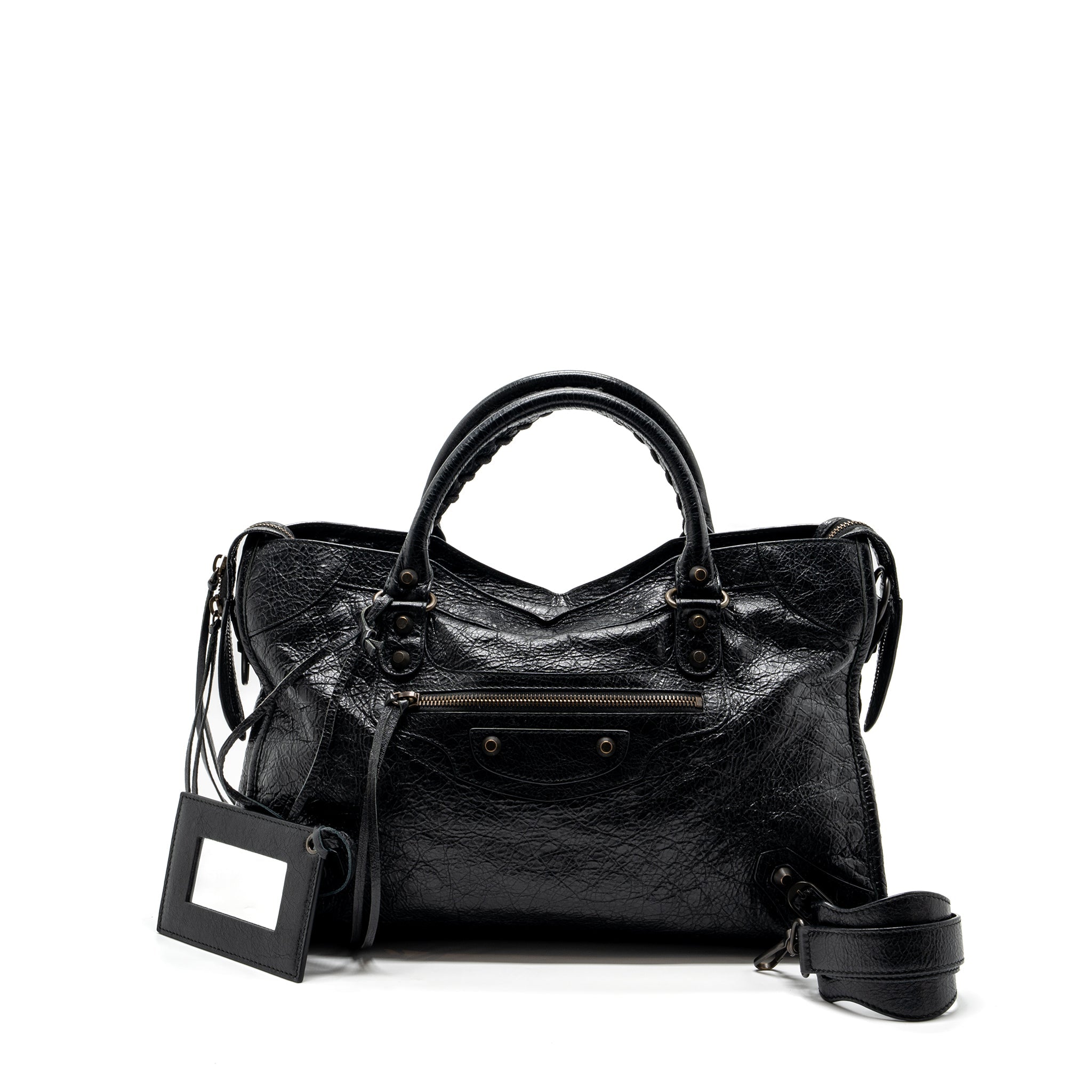 BALENCIAGA CITY BAG CALFSKIN BLACK RUTHENIUM HARDWARE