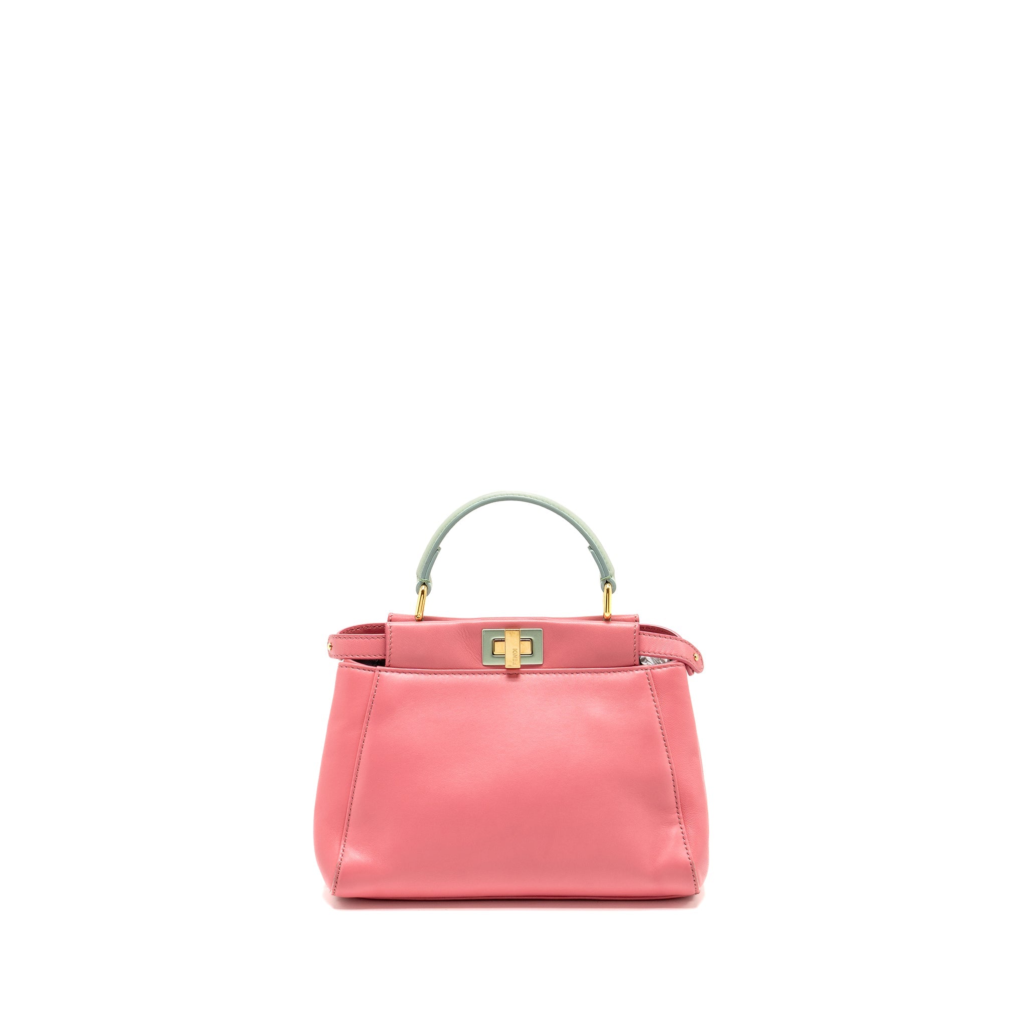 FENDI COLOURBLOCK MINI PEEKABOO NAPPA LEATHER ROSA FLUO/OXIGEN SLATE GHW