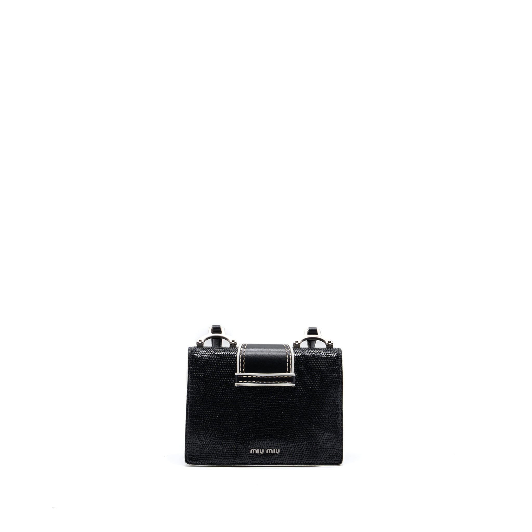 MIU MIU ST.LUCERTOLA EMBOSSED LEATHER BLACK SHW