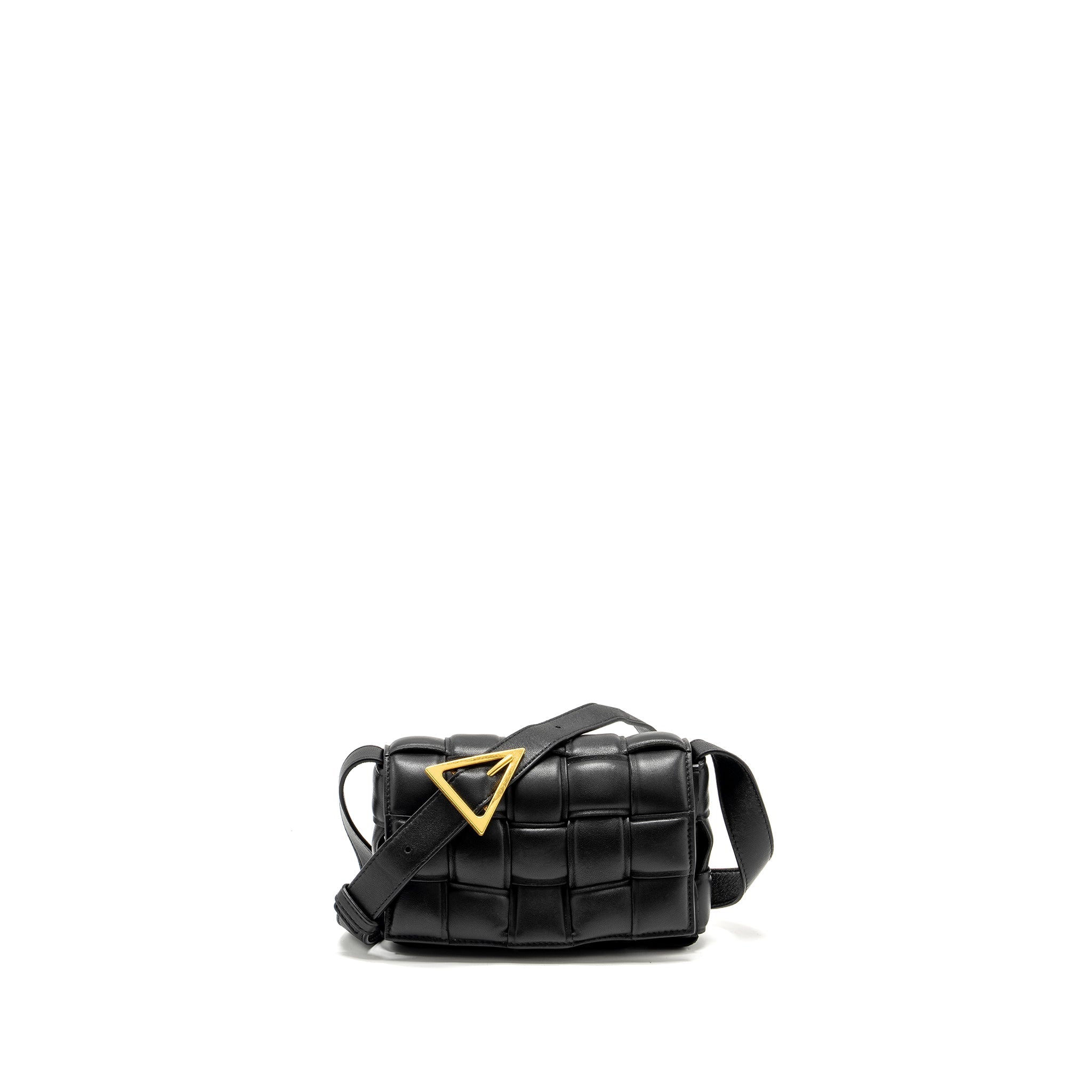 BOTTEGA VENETA SMALL PADDED CASSETTE BAG LAMBSKIN BLACK GHW