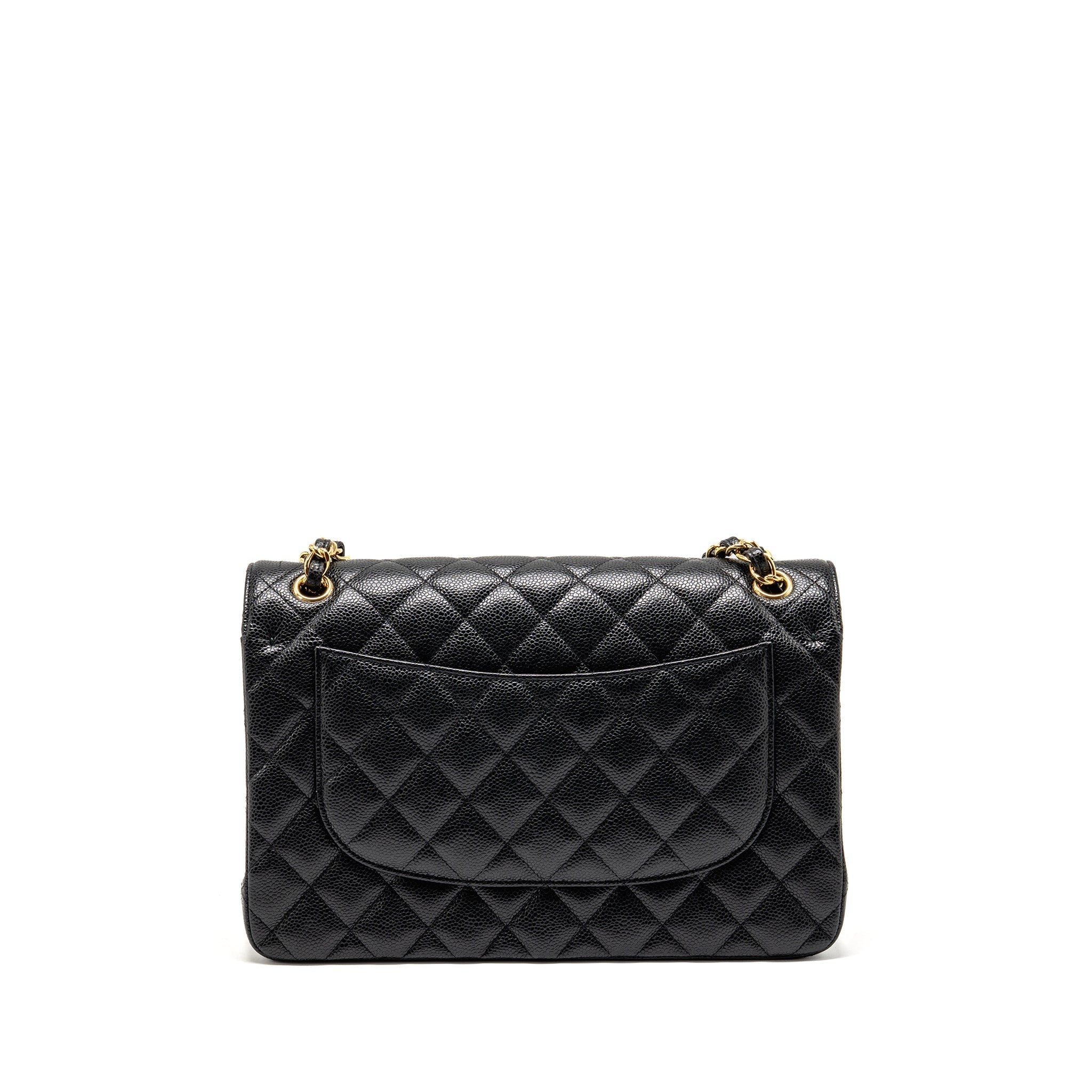 CHANEL JUMBO CLASSIC DOUBLE FLAP BAG CAVIAR BLACK GHW (MICROCHIP)