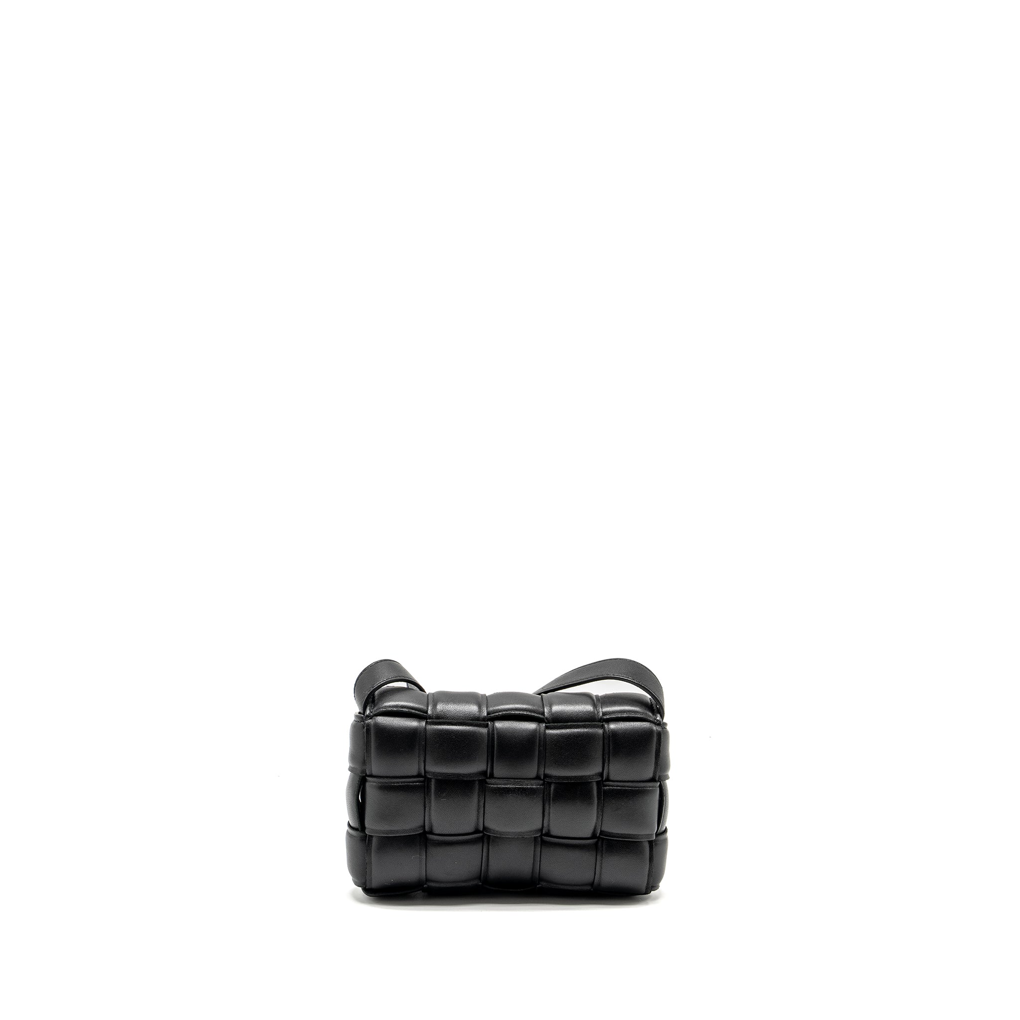 BOTTEGA VENETA SMALL PADDED CASSETTE BAG LAMBSKIN BLACK GHW