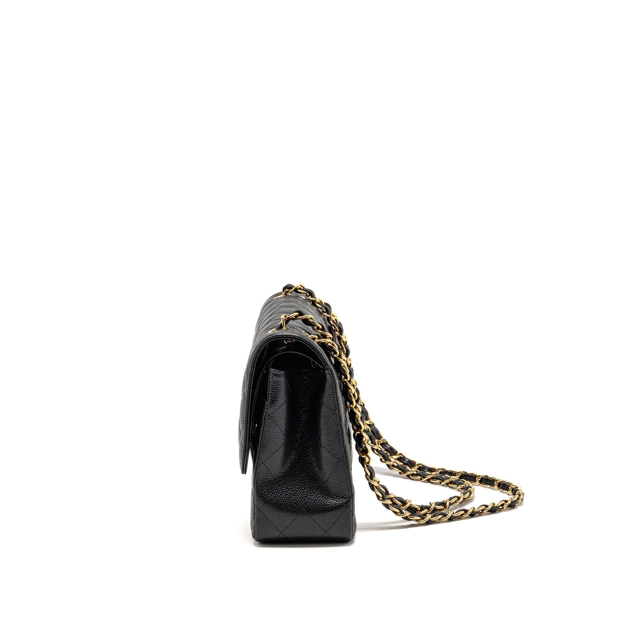 CHANEL JUMBO CLASSIC DOUBLE FLAP BAG CAVIAR BLACK GHW (MICROCHIP)