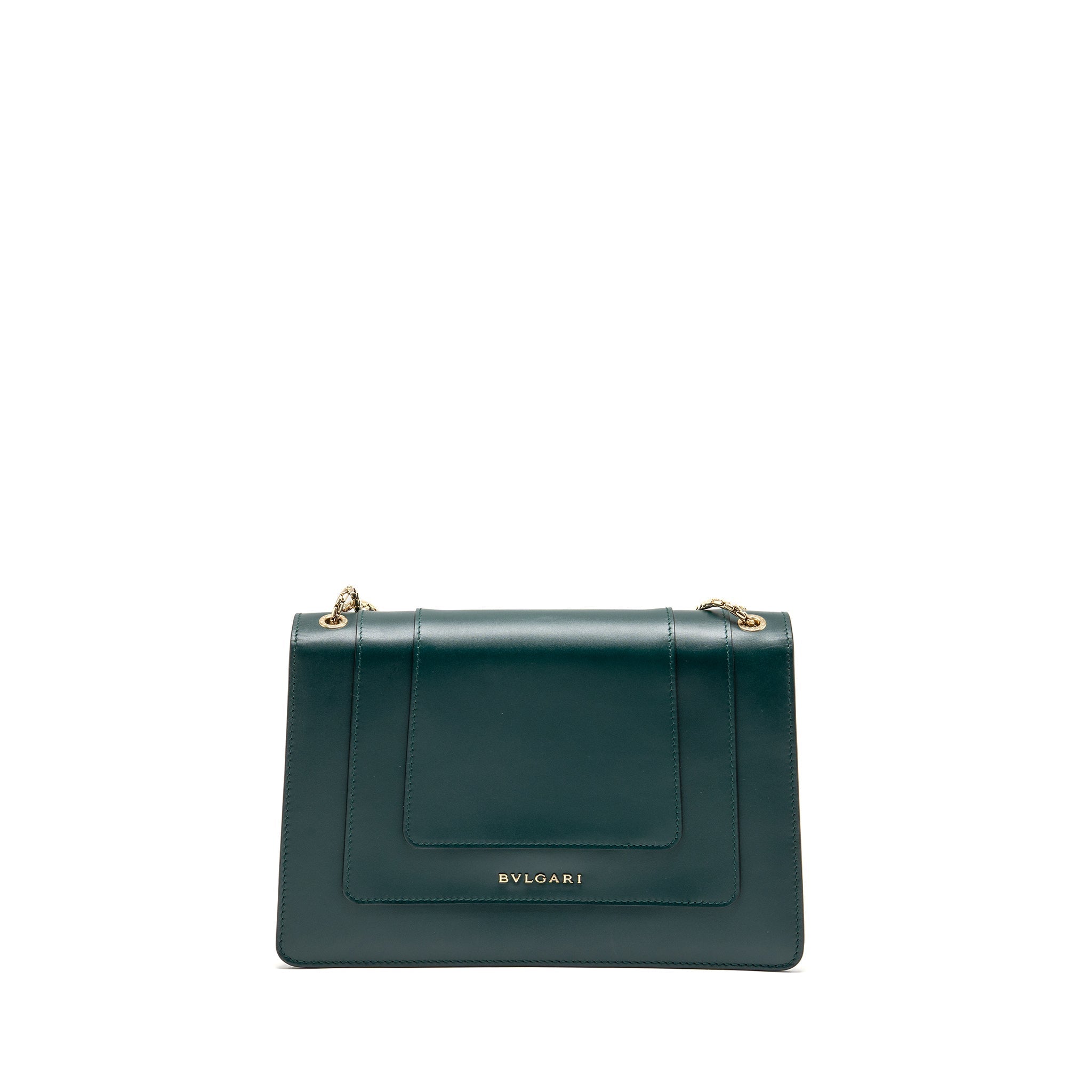 BVLGARI SERPENTI FOREVER FLAP BAG CALFSKIN GREEN LGHW
