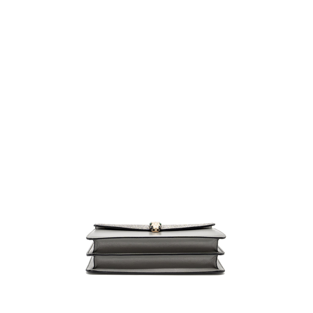 BVLGARI SERPENTI FOREVER LEATHER/CRYSTAL GALUCHAR GREY GHW