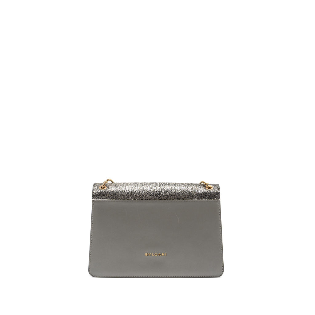 BVLGARI SERPENTI FOREVER LEATHER/CRYSTAL GALUCHAR GREY GHW