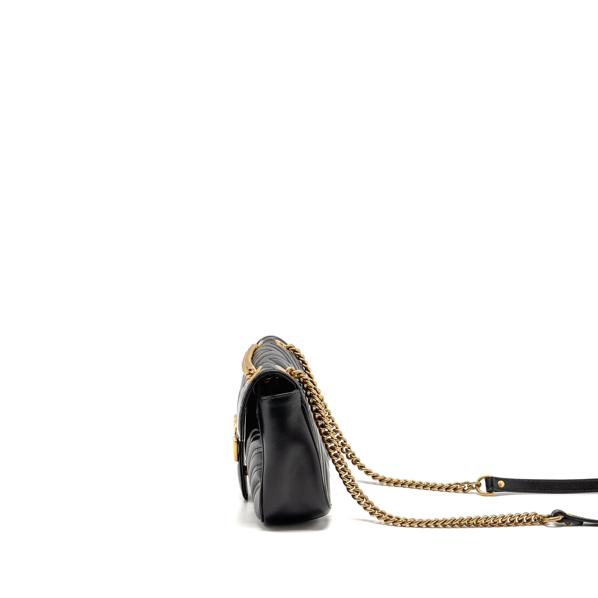 GUCCI MEDIUM GG MARMONT SHOULDER BAG CALFSKIN BLACK GHW