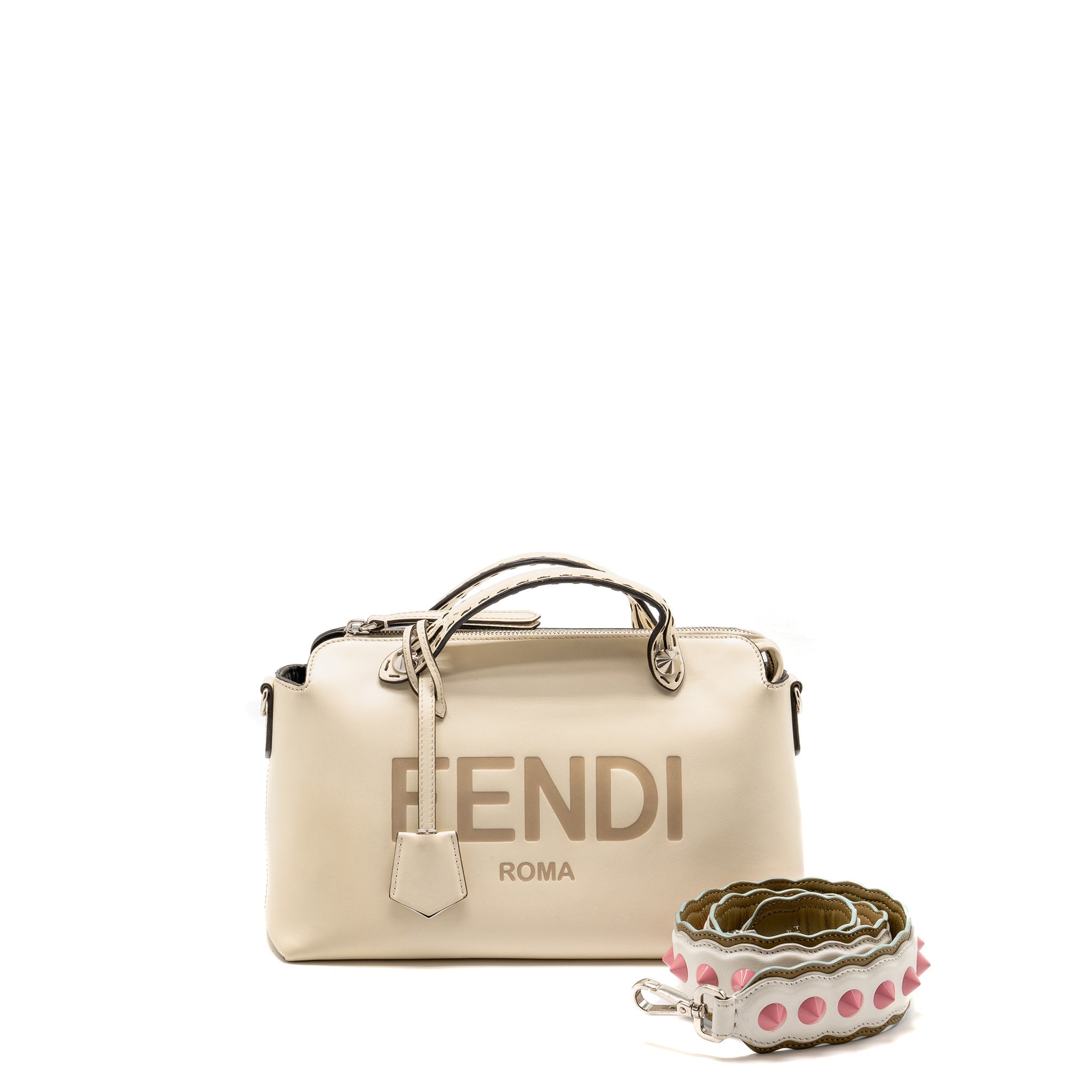 FENDI BY THE WAY BOSTON BAG CALFSKIN LIGHT BEIGE SHW