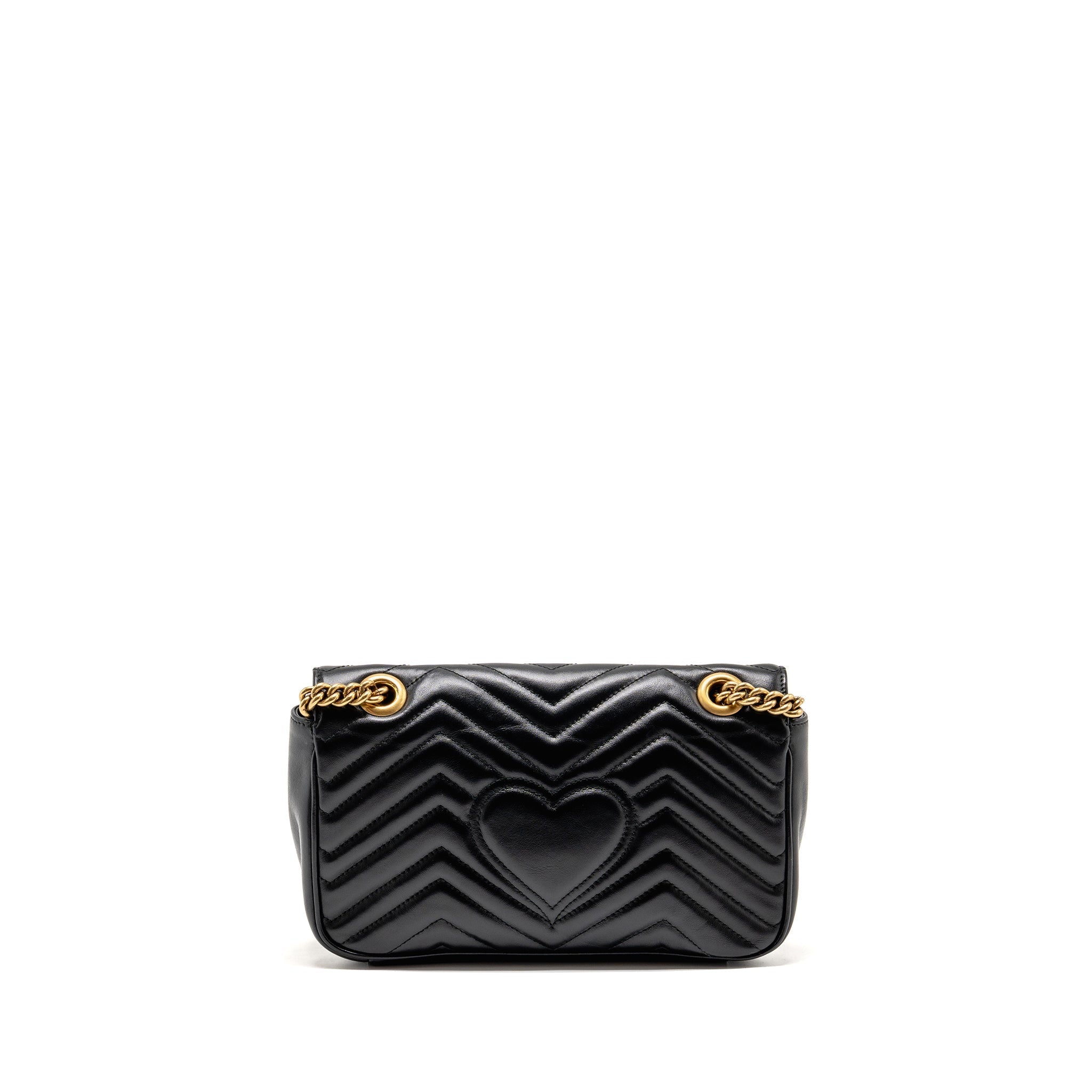 GUCCI MEDIUM GG MARMONT SHOULDER BAG CALFSKIN BLACK GHW