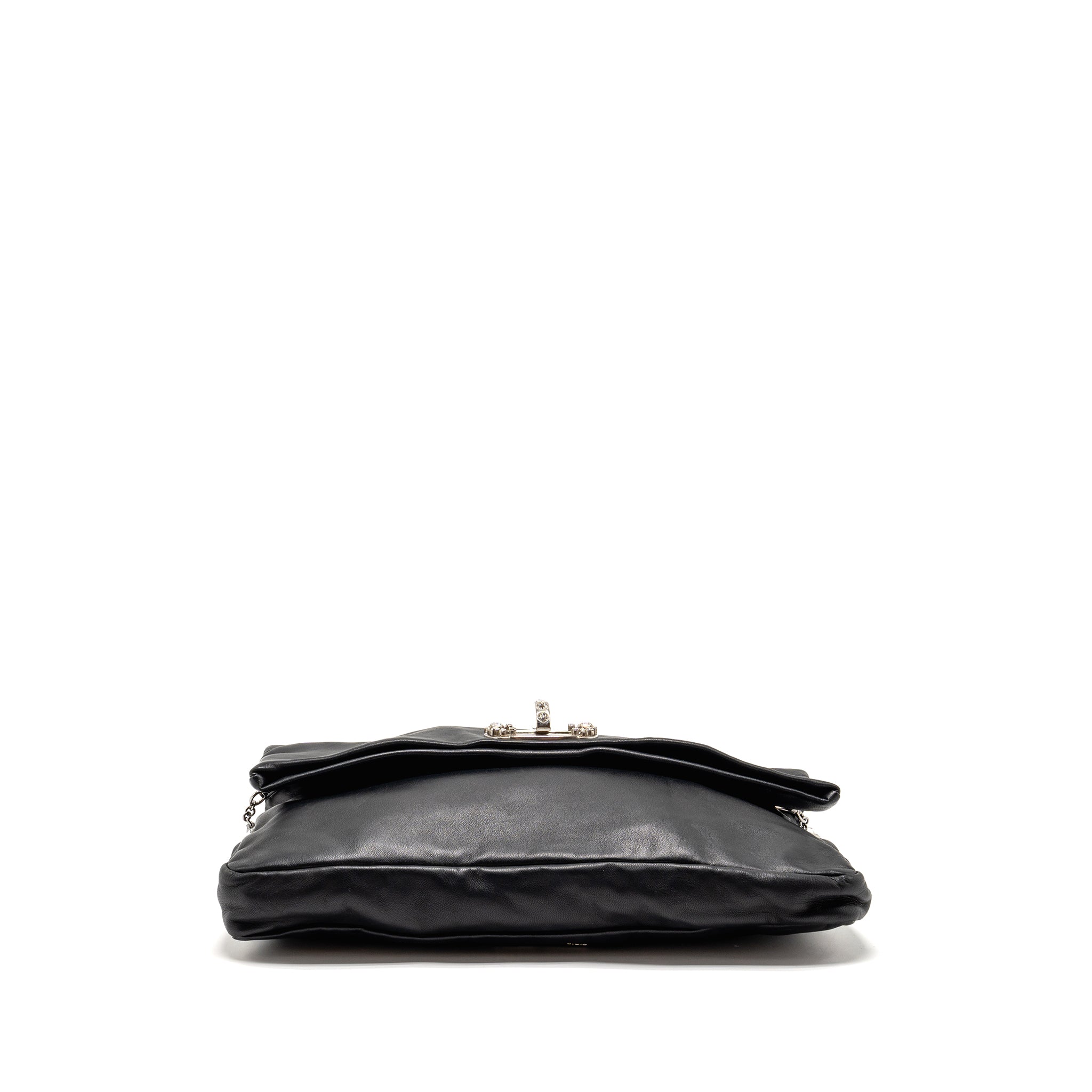MIU MIU LARGE FLAP SHOULDER BAG LAMBSKIN BLACK SHW