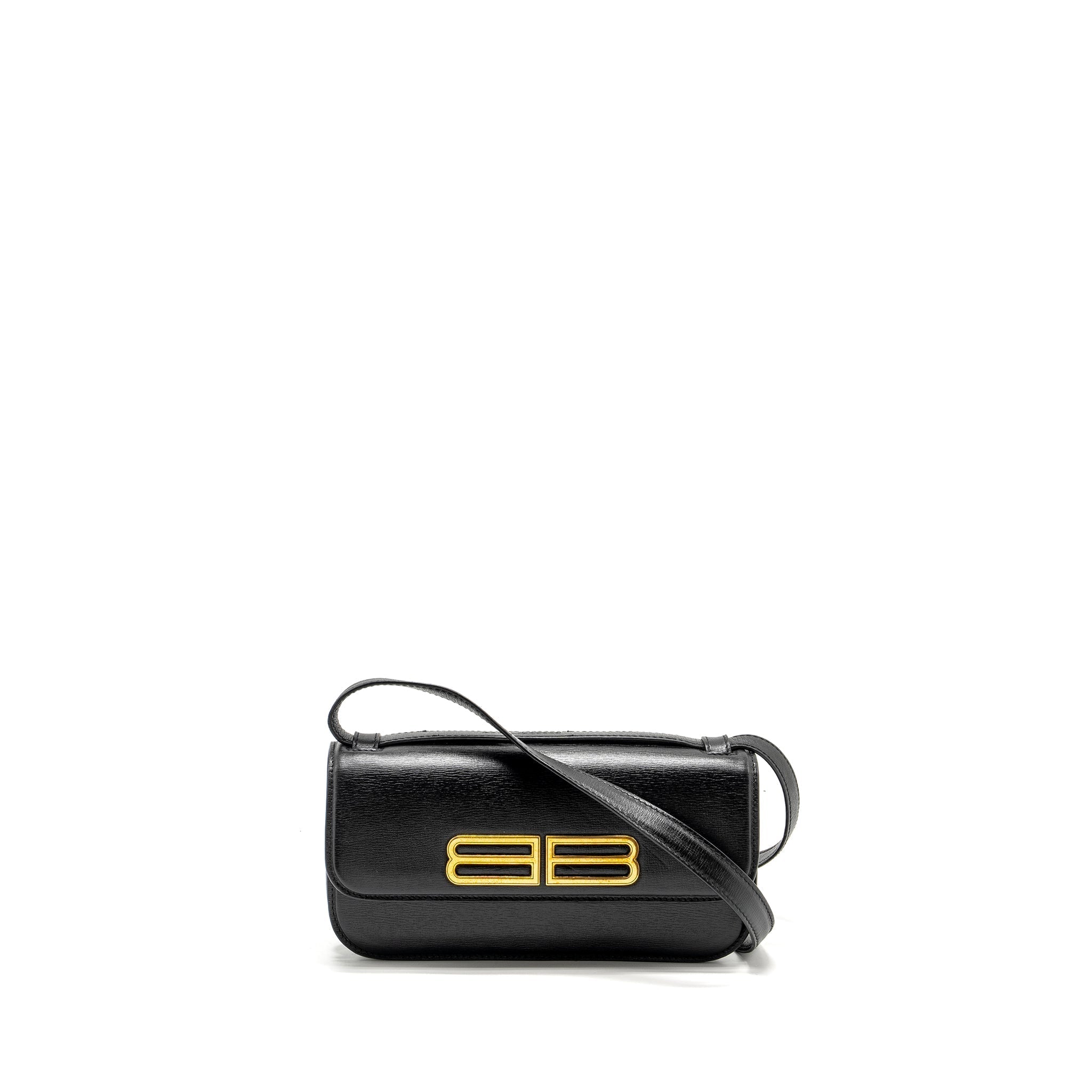 BALENCIAGA GOSSIP SHOULDER BAG CALFSKIN BLACK GHW