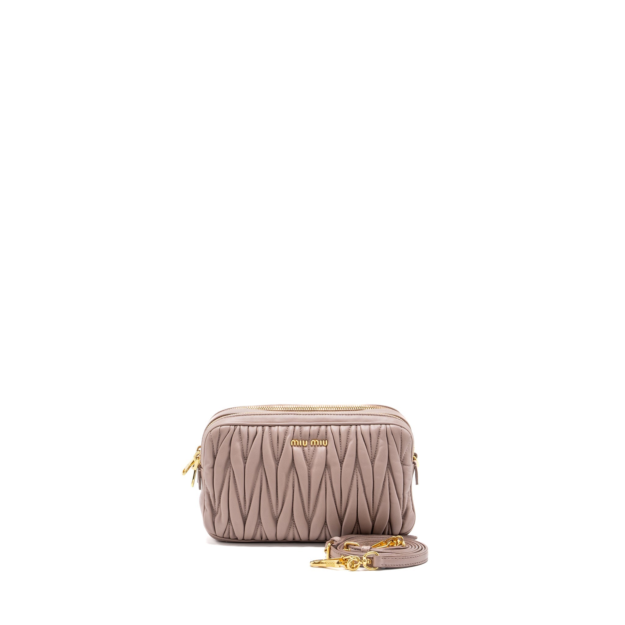 MIU MIU CAMERA CROSSBODY BAG NAPPA DUSTY PINK GHW