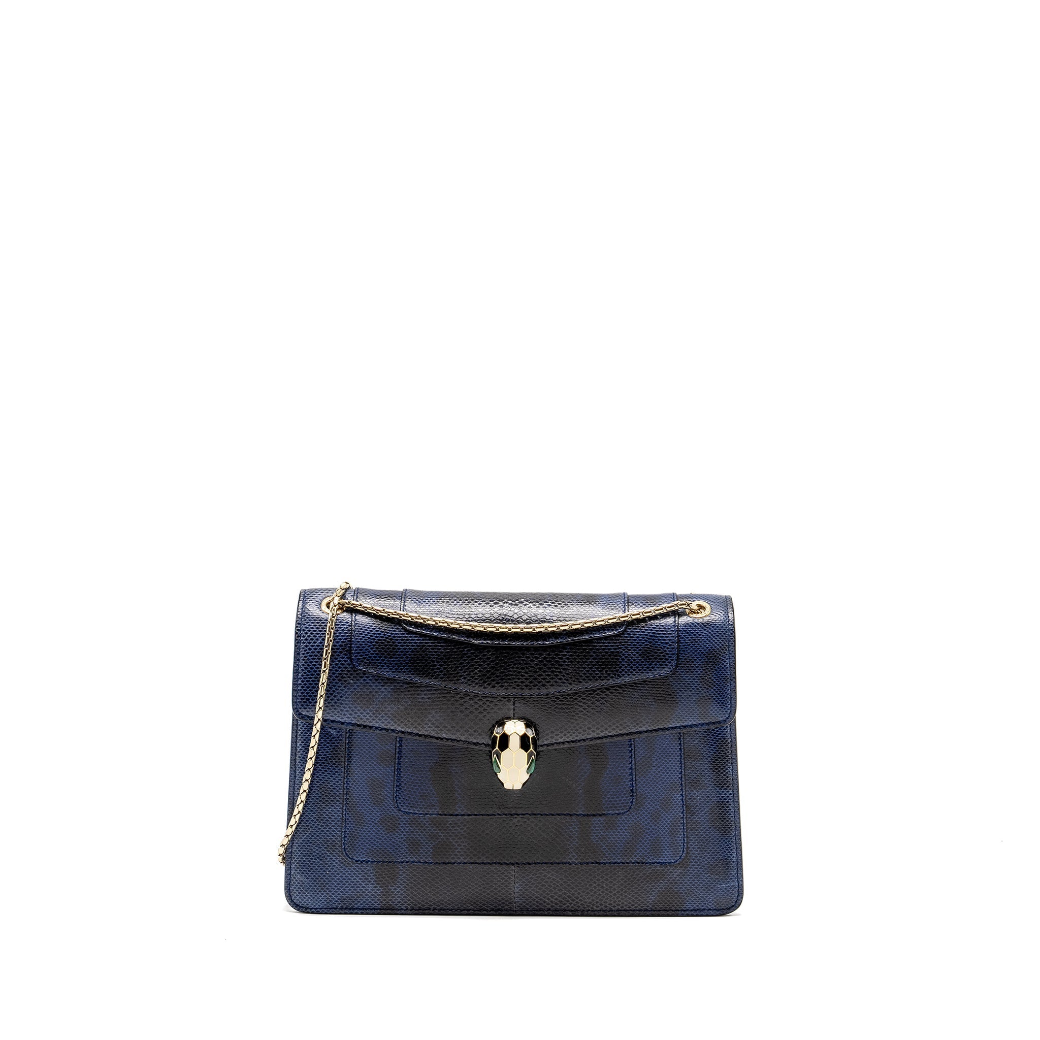 BVLGARI SERPENTI SHOULDER BAG KARUNG SKIN DARK BLUE LGHW