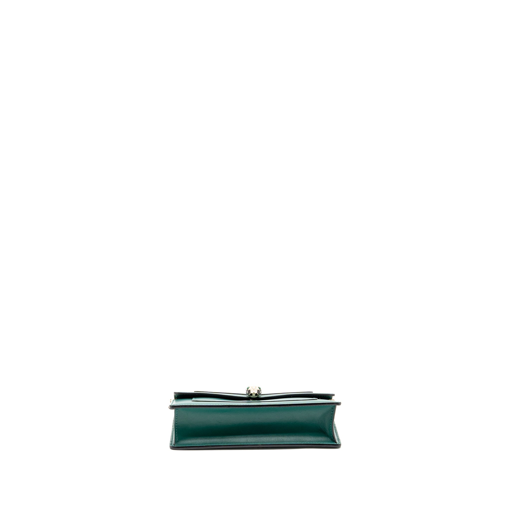 BVLGARI SERPENTI FOREVER WALLET ON CHAIN CALFSKIN GREEN LGHW