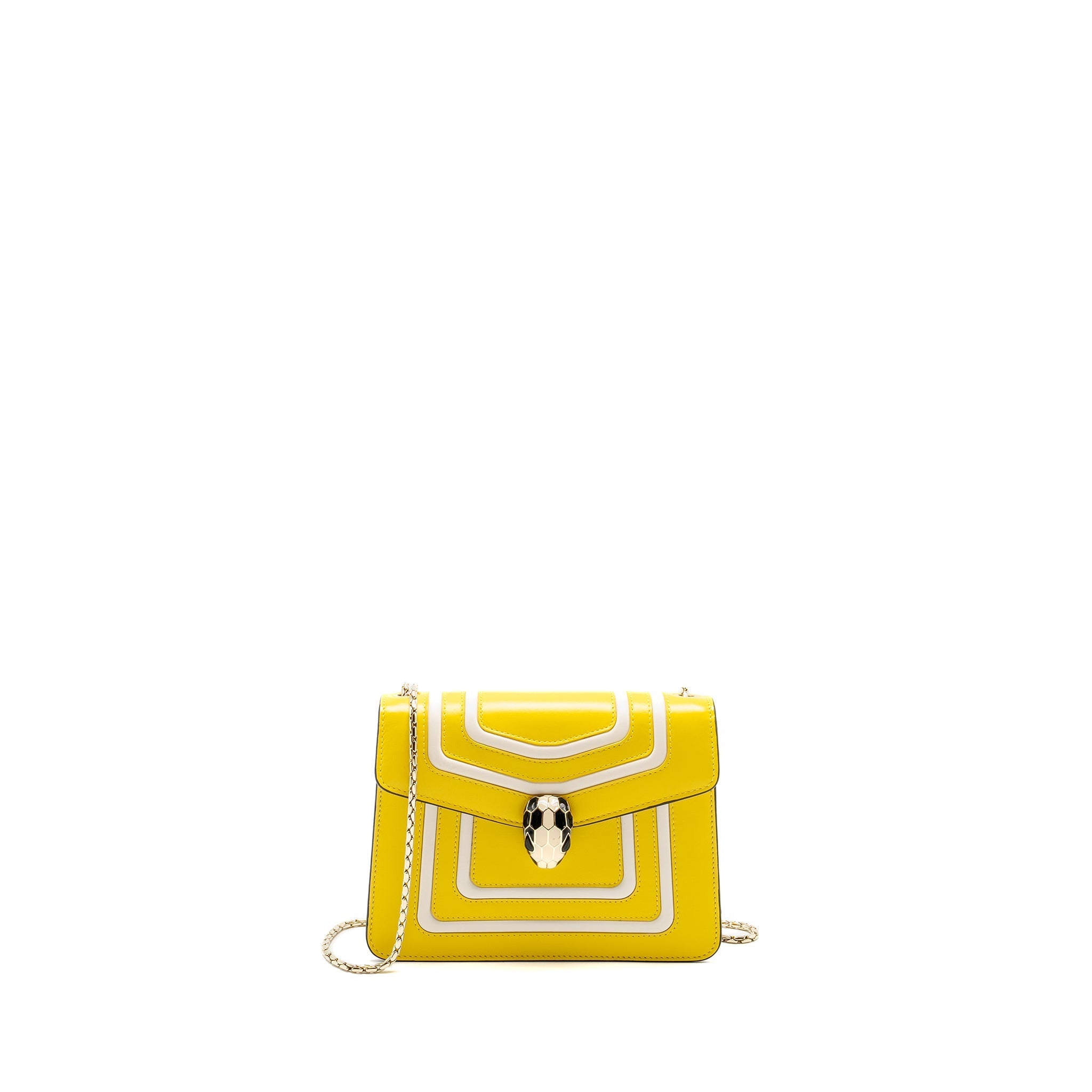 BVLGARI SERPENTI FOREVER CROSSBODY BAG CALFSKIN YELLOW/WHITE LGHW