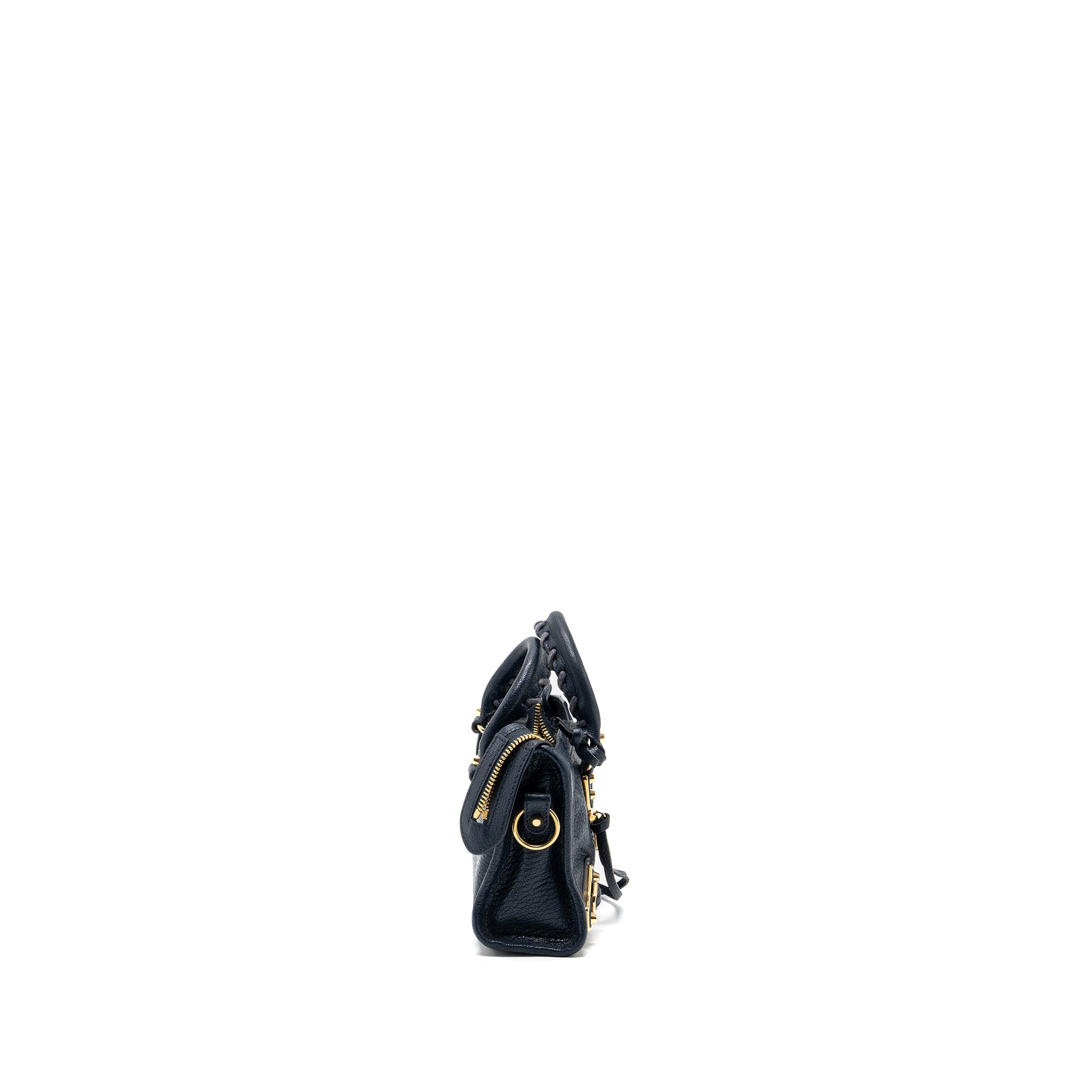 BALENCIAGA NANO CITY BAG NAVY GHW