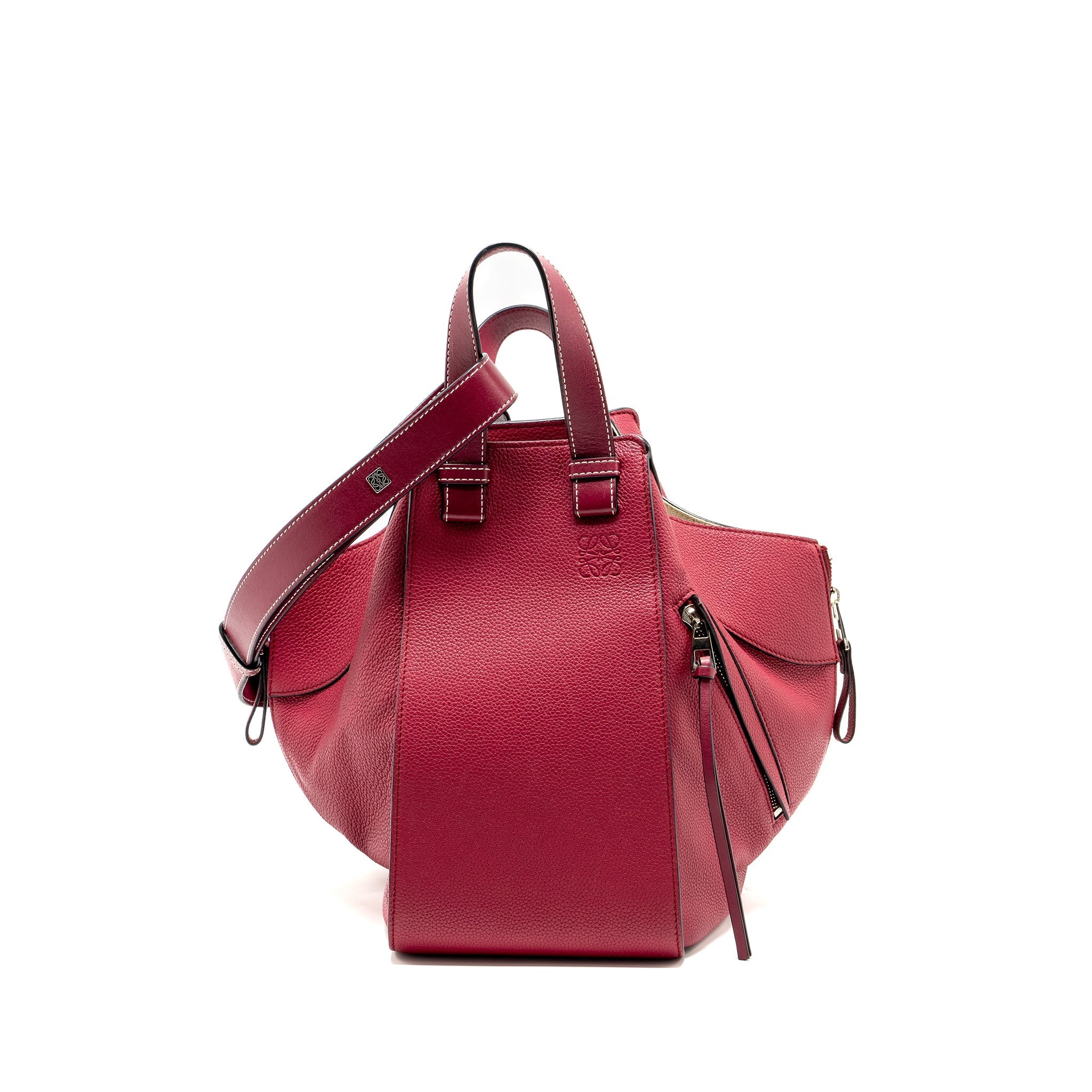 LOEWE MEDIUM HAMMOCK BAG CALFSKIN RASPBERRY SHW