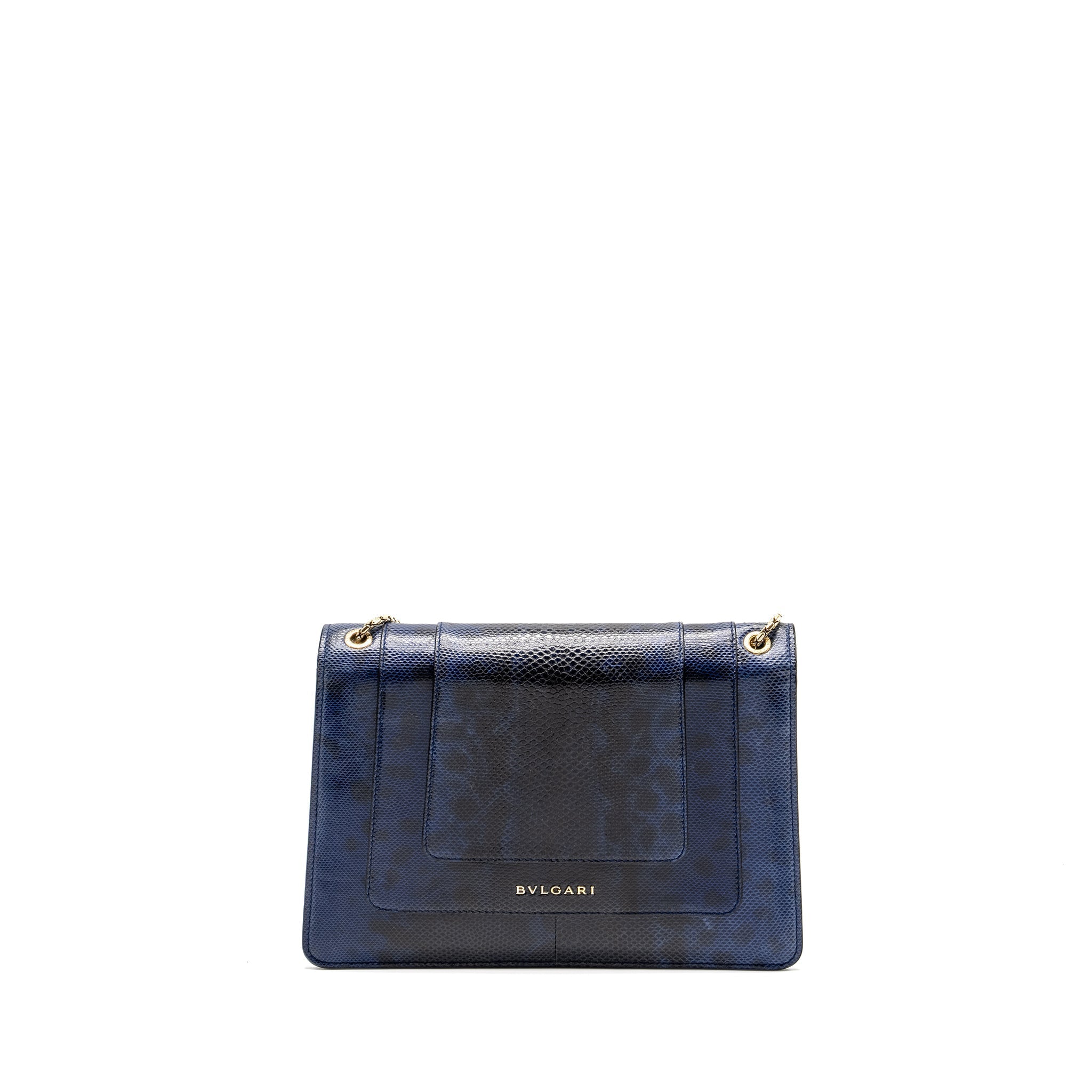 BVLGARI SERPENTI SHOULDER BAG KARUNG SKIN DARK BLUE LGHW