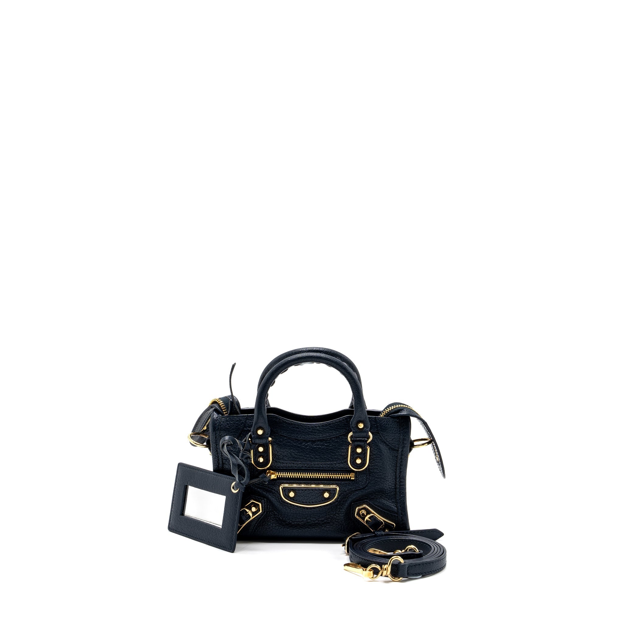 BALENCIAGA NANO CITY BAG NAVY GHW