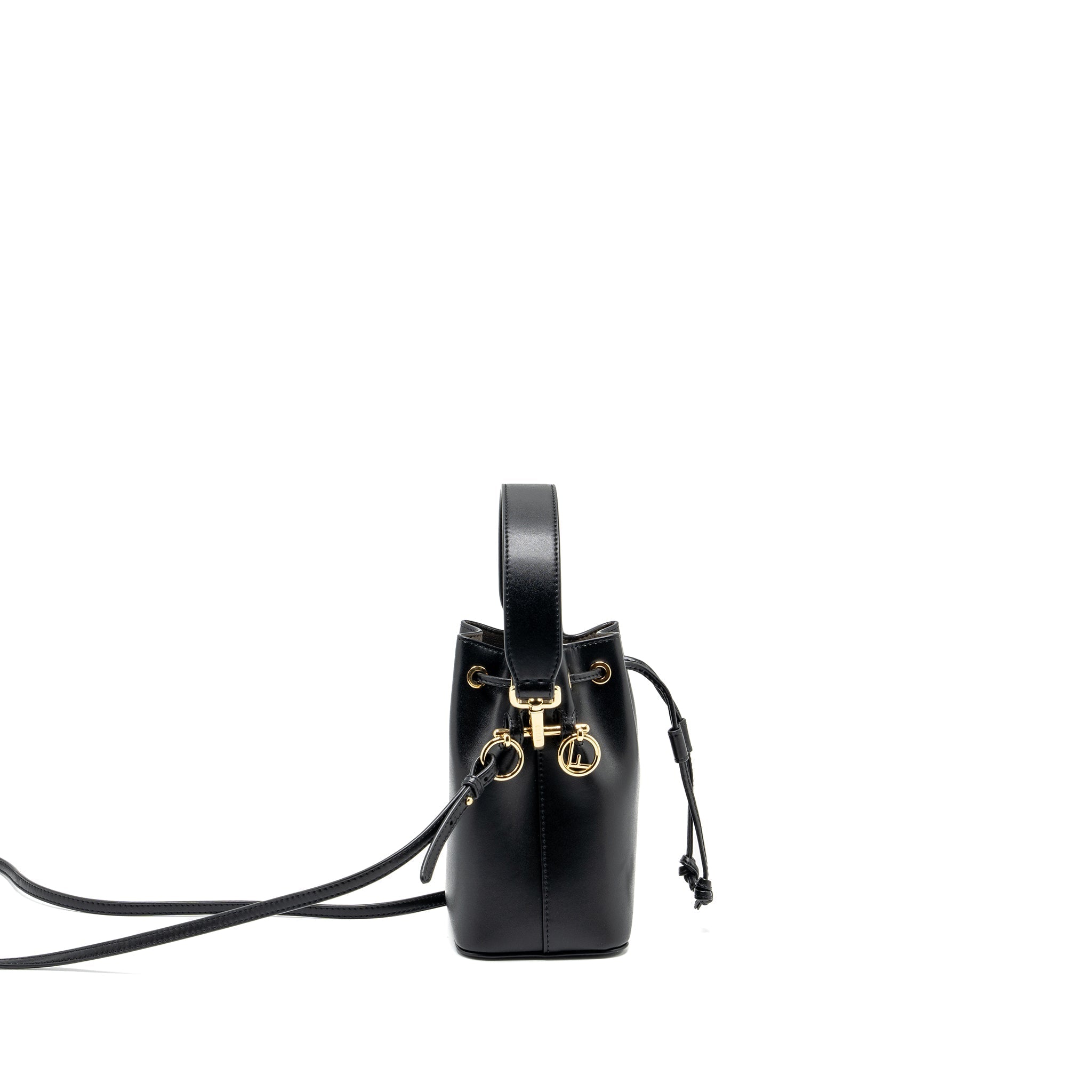FENDI MINI MON TRESOR BUCKET BAG CALFSKIN BLACK GHW
