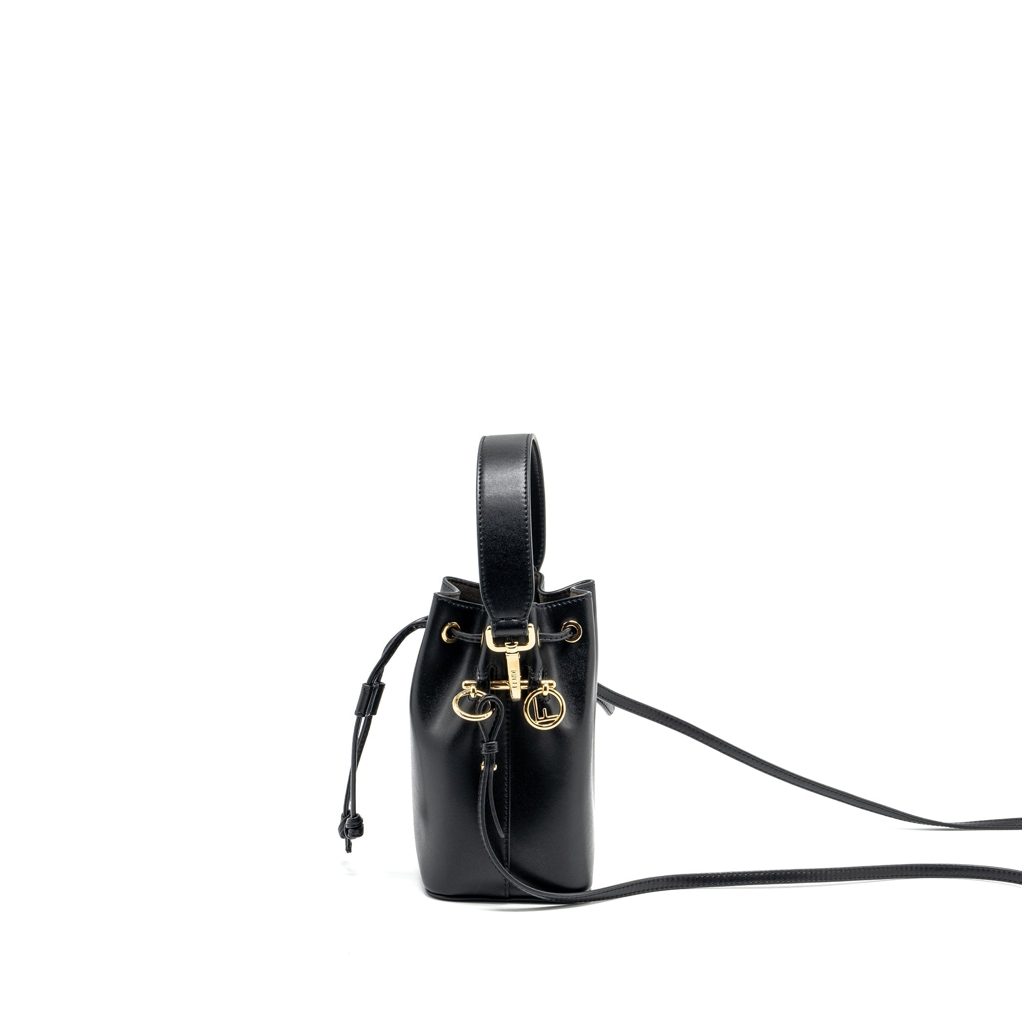 FENDI MINI MON TRESOR BUCKET BAG CALFSKIN BLACK GHW