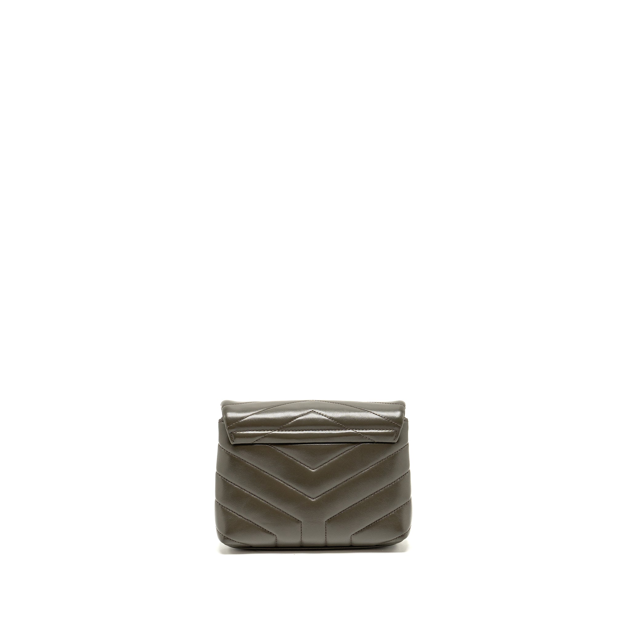 SAINT LAURENT/YSL MINI TOY LOULOU STRAP BAG CALFSKIN DARK GREEN GHW