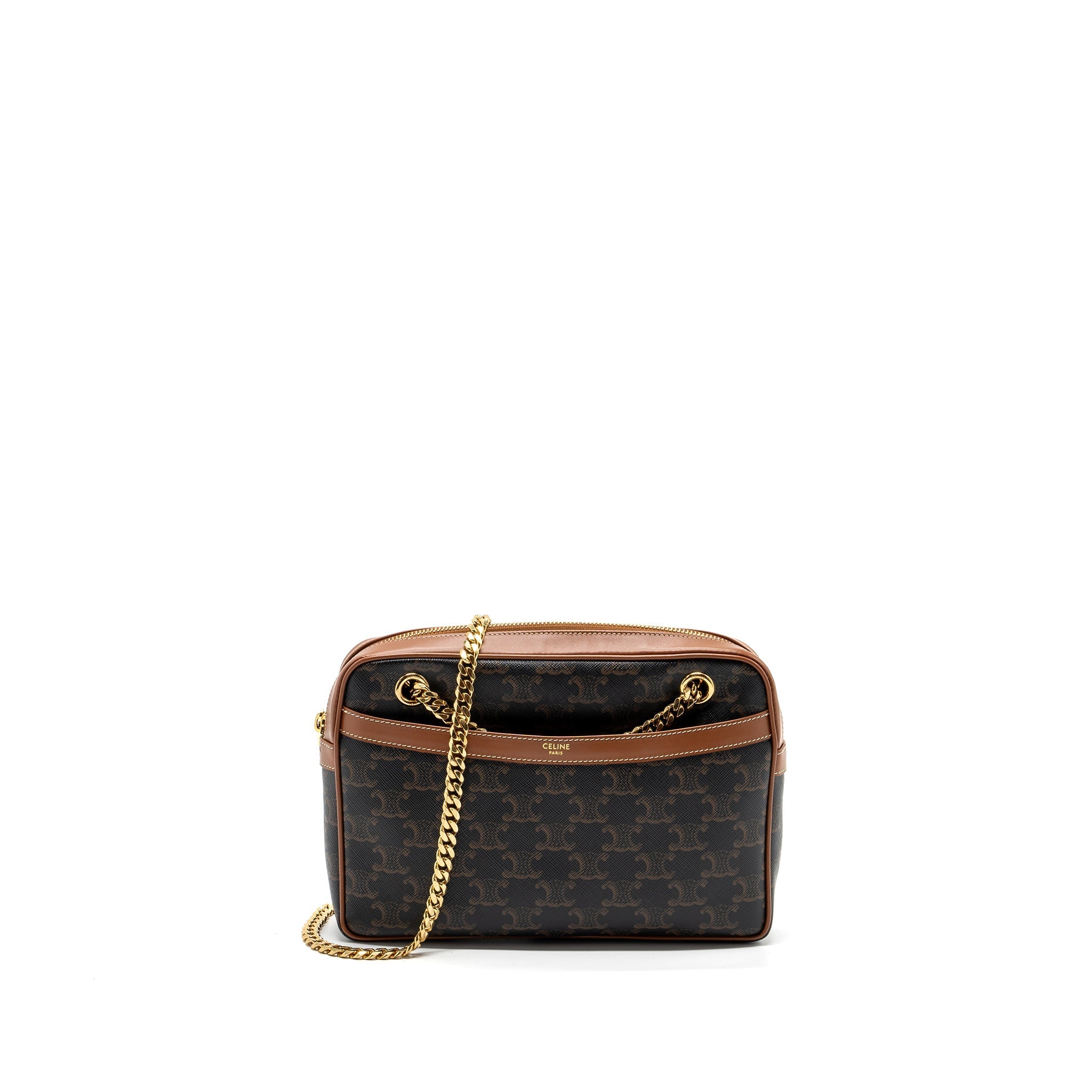 CELINE PATAPANS BAG TRIOMPHE CANVAS/LEATHER BROWN GHW