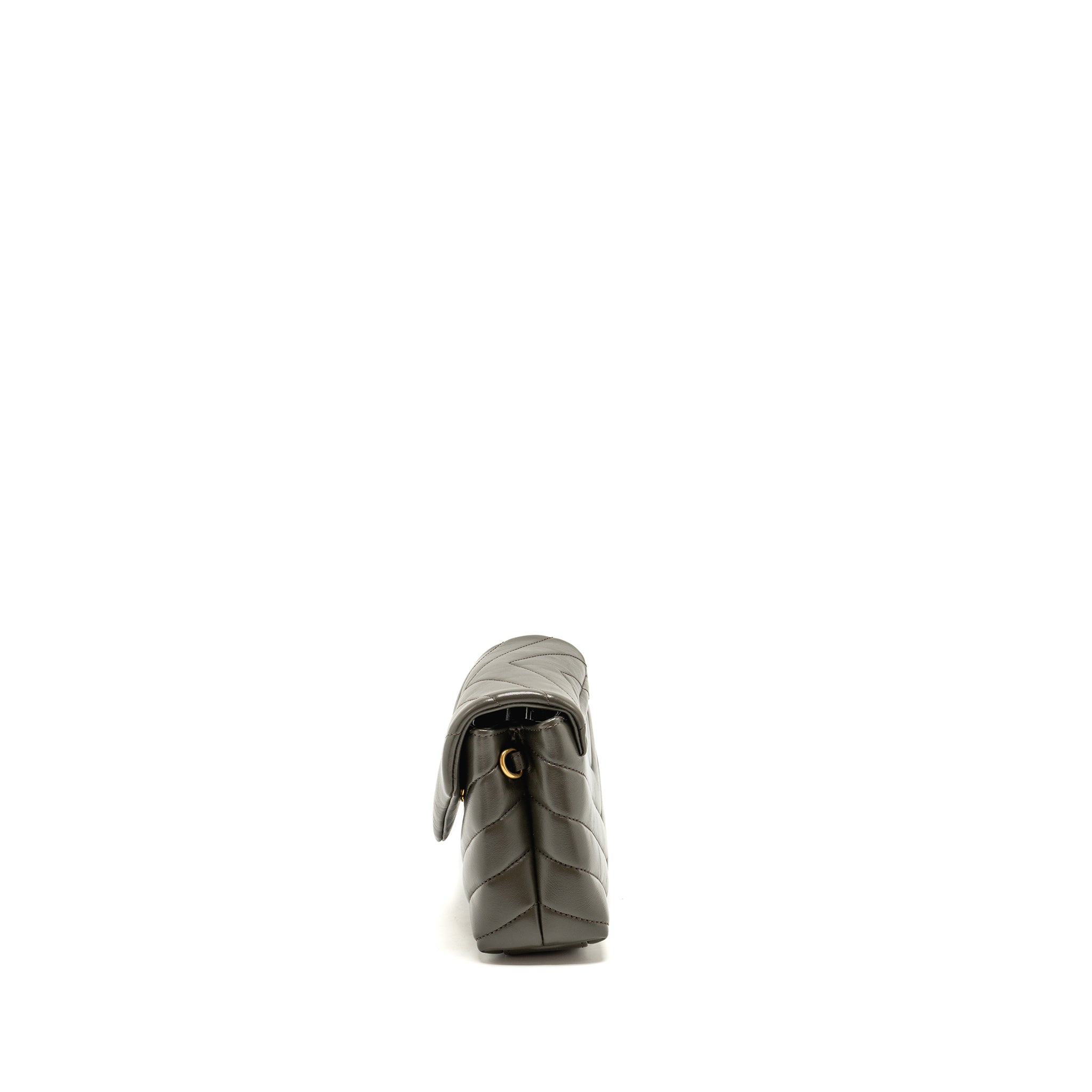 SAINT LAURENT/YSL MINI TOY LOULOU STRAP BAG CALFSKIN DARK GREEN GHW