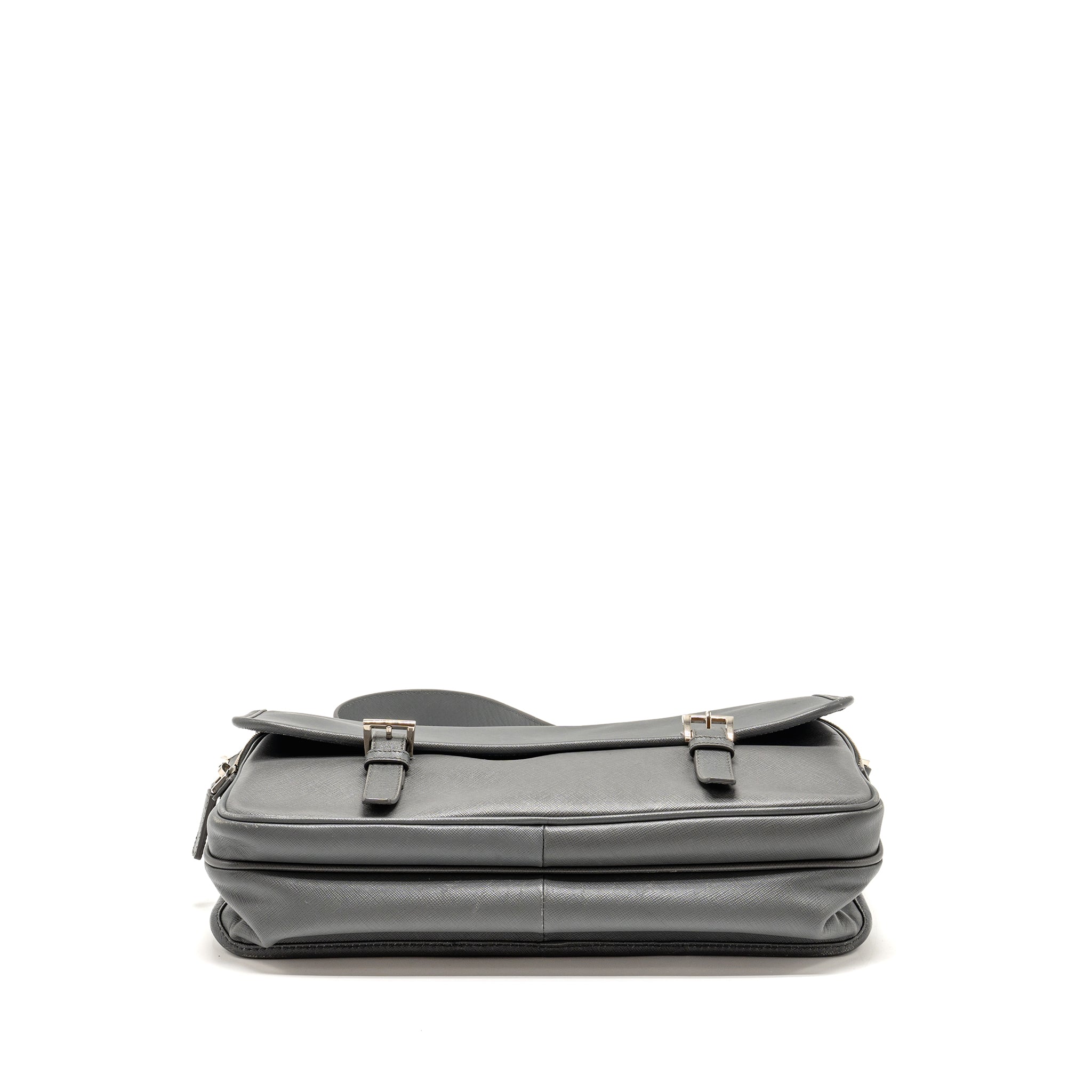 PRADA FLAP MESSANGER BAG CAVIAR GREY SHW