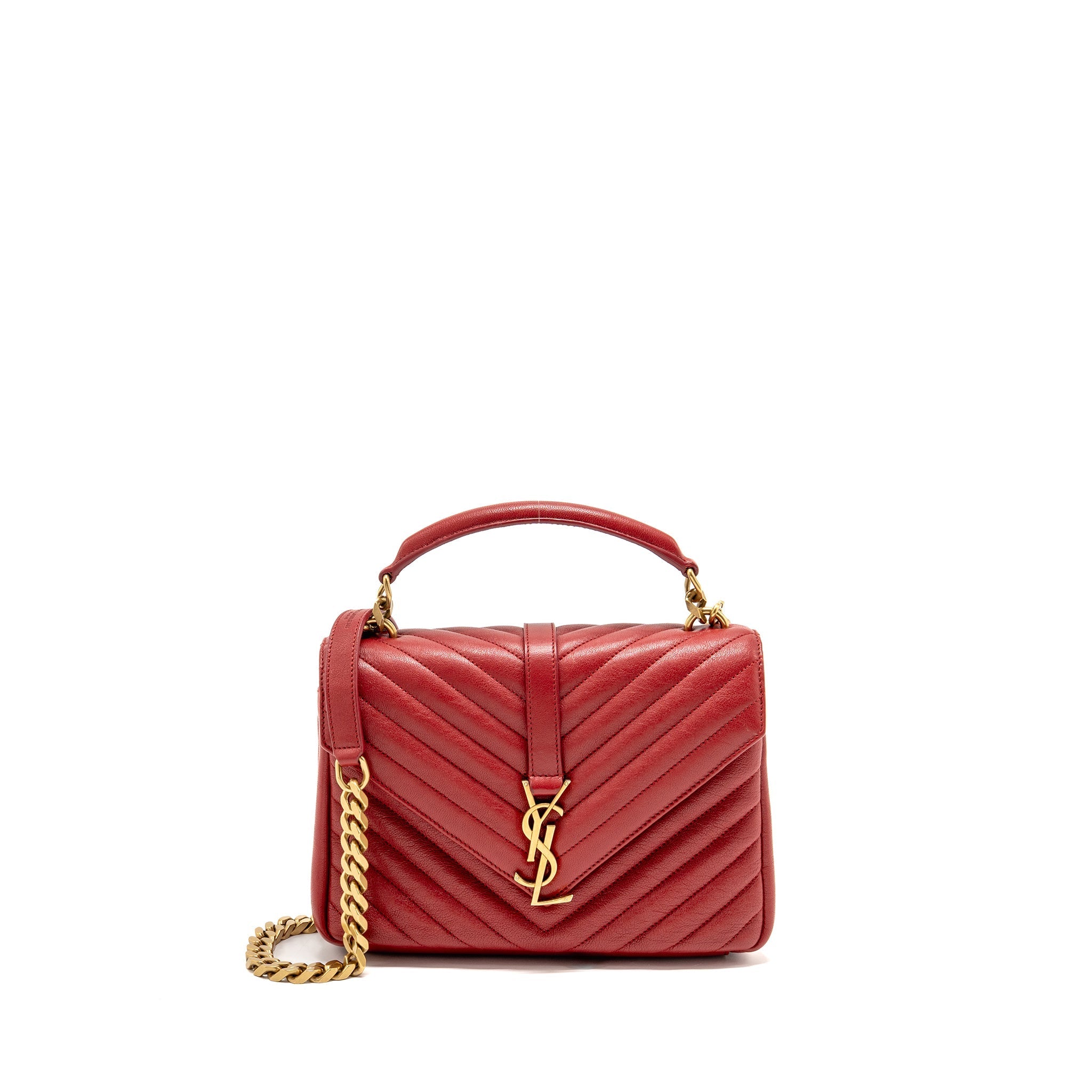 SAINT LAURENT/YSL MEDIUM ENVELOPE BAG LEATHER RED GHW