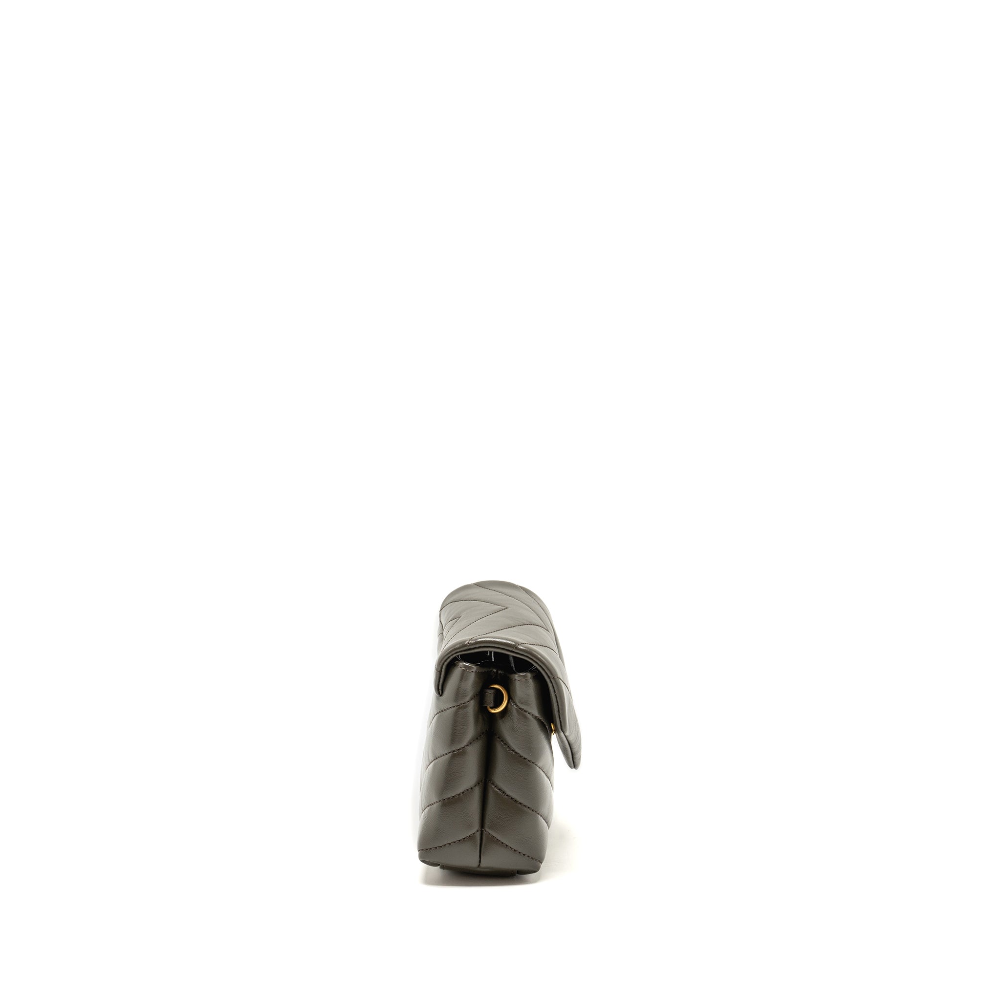 SAINT LAURENT/YSL MINI TOY LOULOU STRAP BAG CALFSKIN DARK GREEN GHW