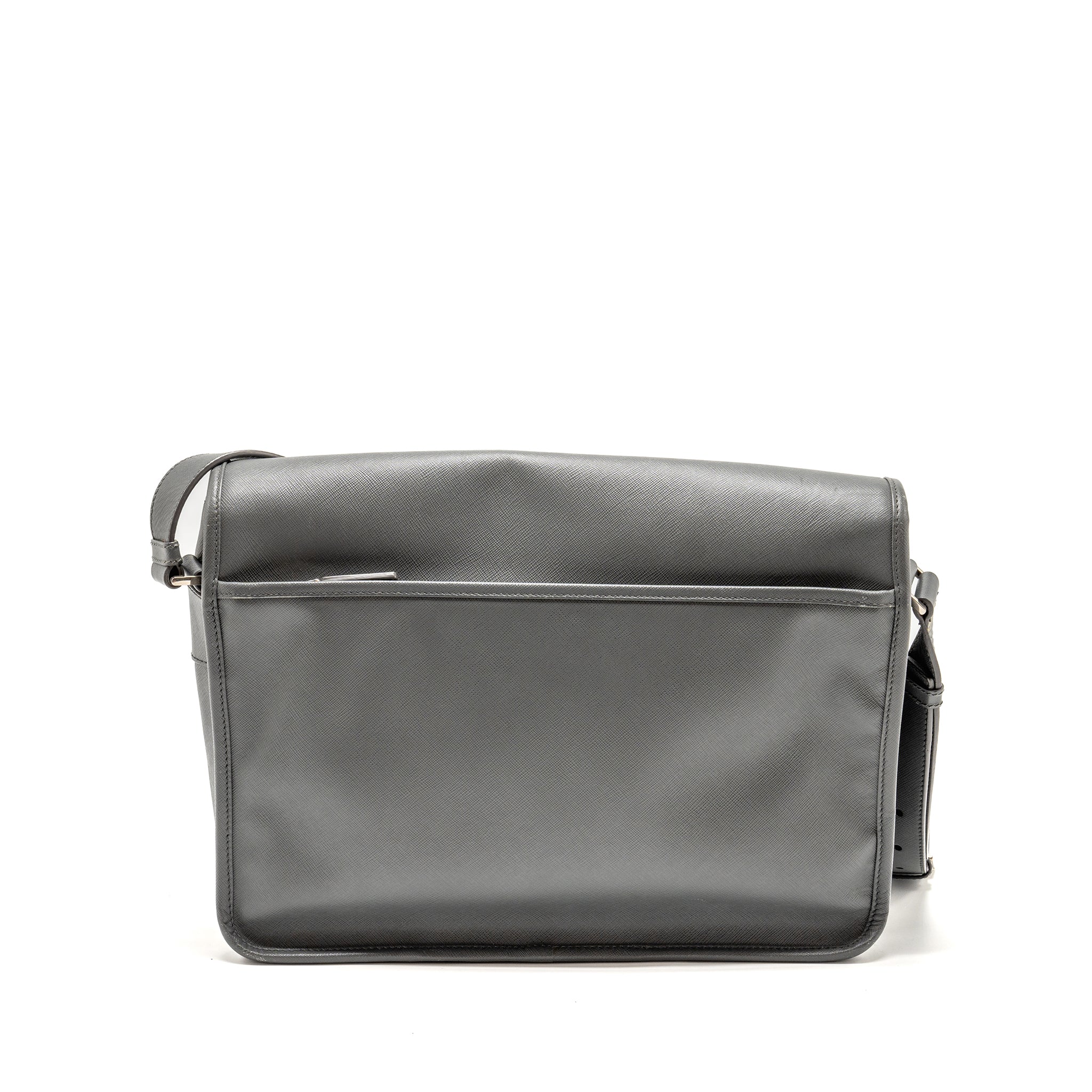 PRADA FLAP MESSANGER BAG CAVIAR GREY SHW