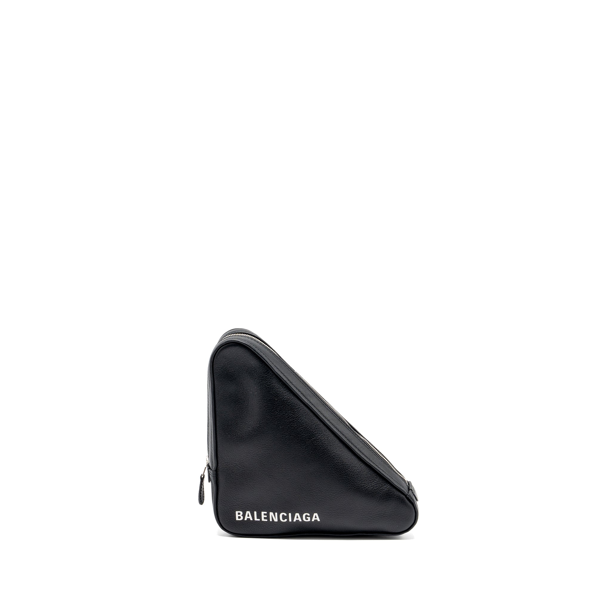 BALENCIAGA TRIANGLE ZIP CLUTCH CALFSKIN BLACK SHW