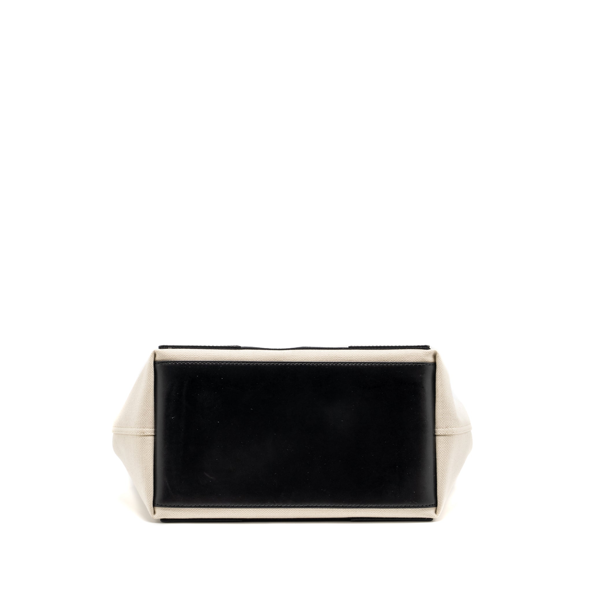 BALENCIAGA CABAS TOTE BAG CANVAS/CALFSKIN NATURAL/BLACK SHW