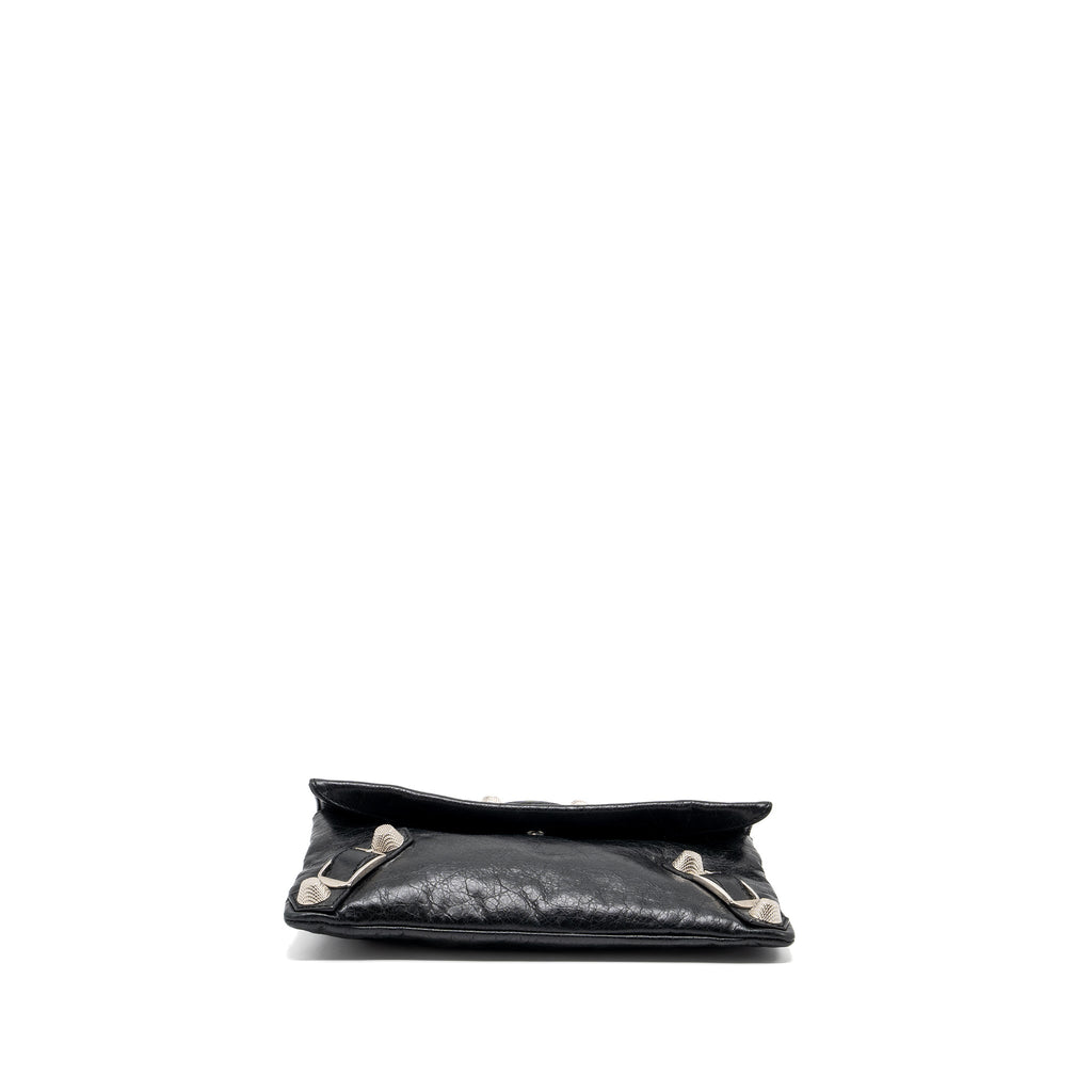 BALECIAGA CITY FOLD CLUTCH LEATHER BLACK SHW