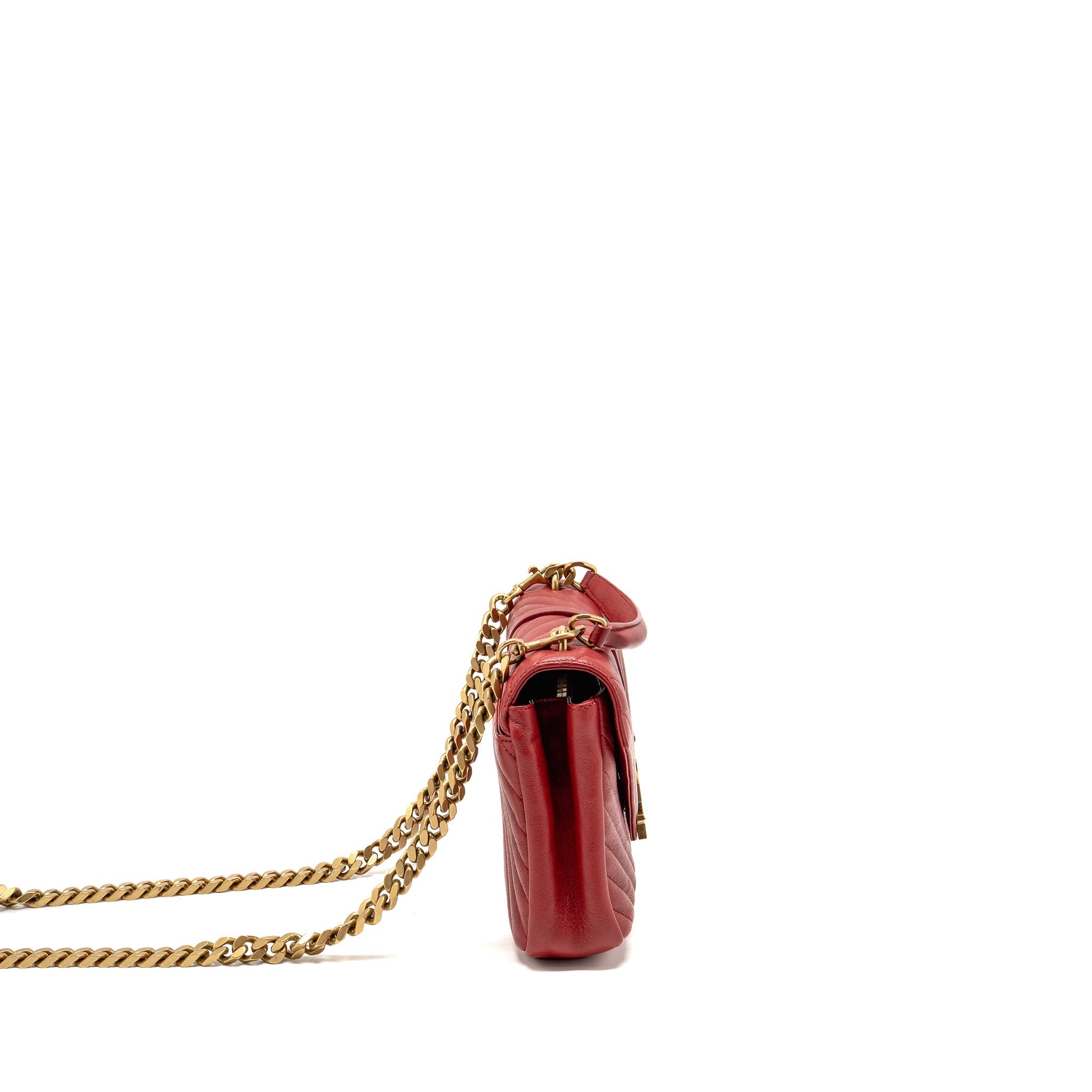 SAINT LAURENT/YSL MEDIUM ENVELOPE BAG LEATHER RED GHW