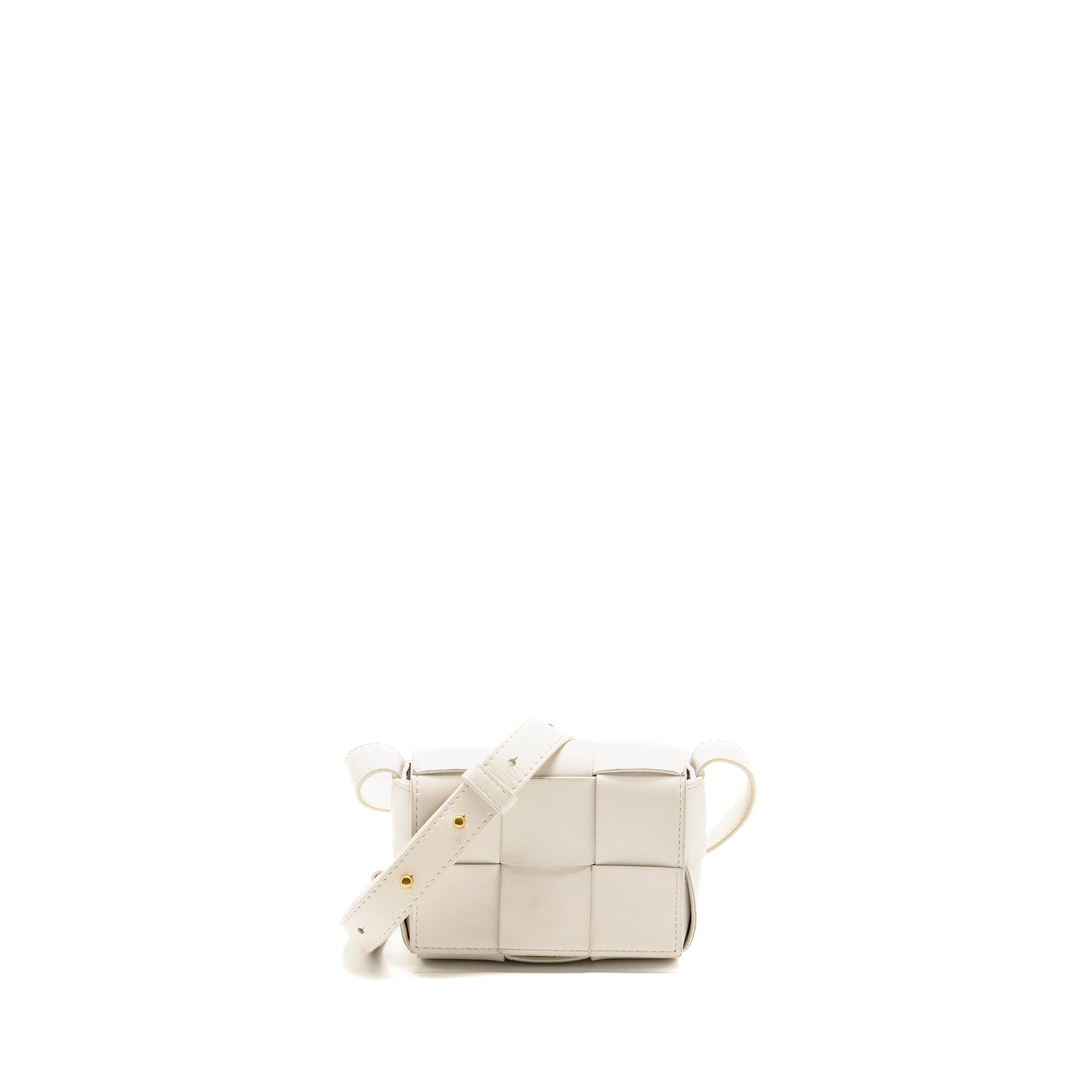 BOTTEGA VENETA INTRECCIO CASSETTE MINI BAG LAMBSKIN WHITE