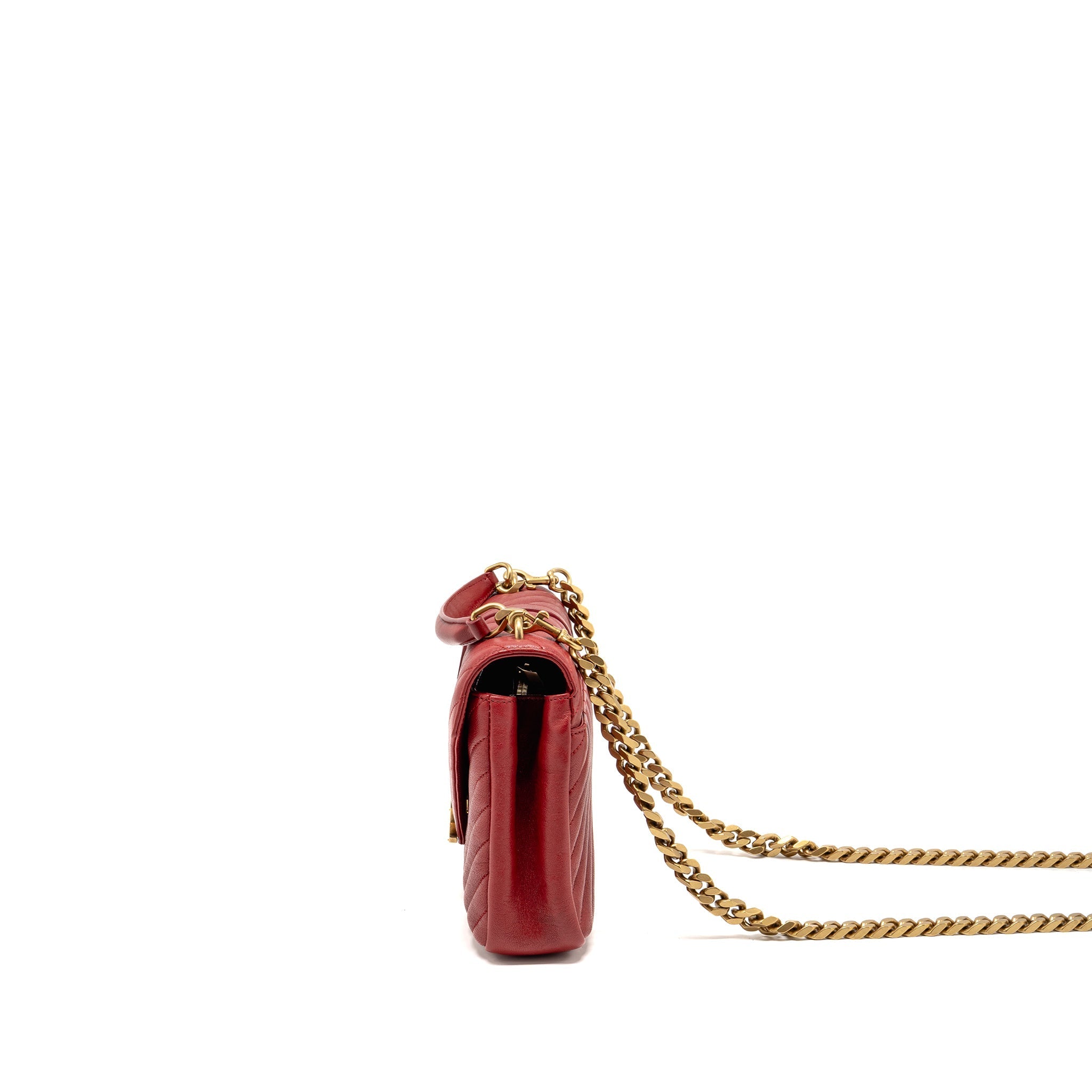 SAINT LAURENT/YSL MEDIUM ENVELOPE BAG LEATHER RED GHW