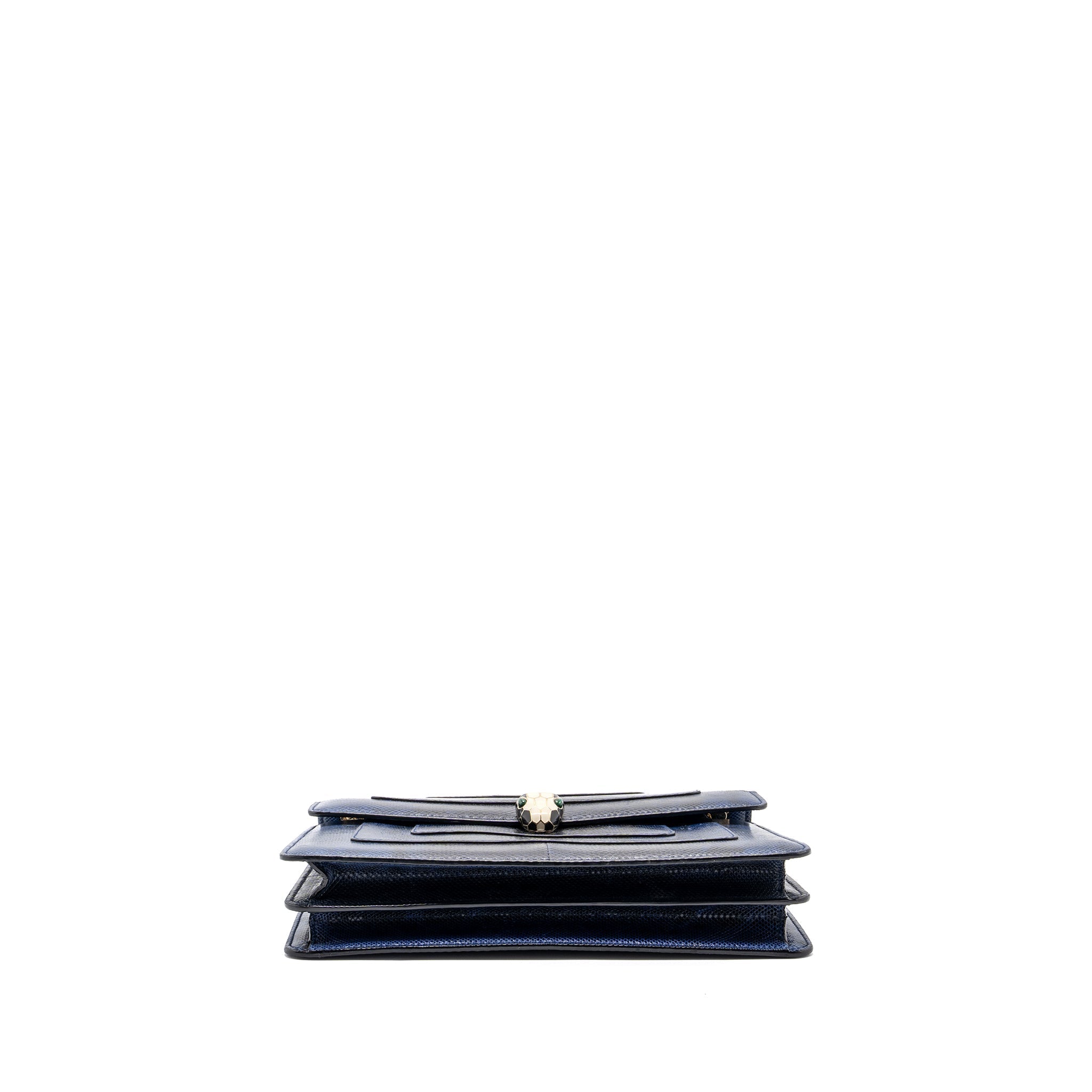 BVLGARI SERPENTI SHOULDER BAG KARUNG SKIN DARK BLUE LGHW