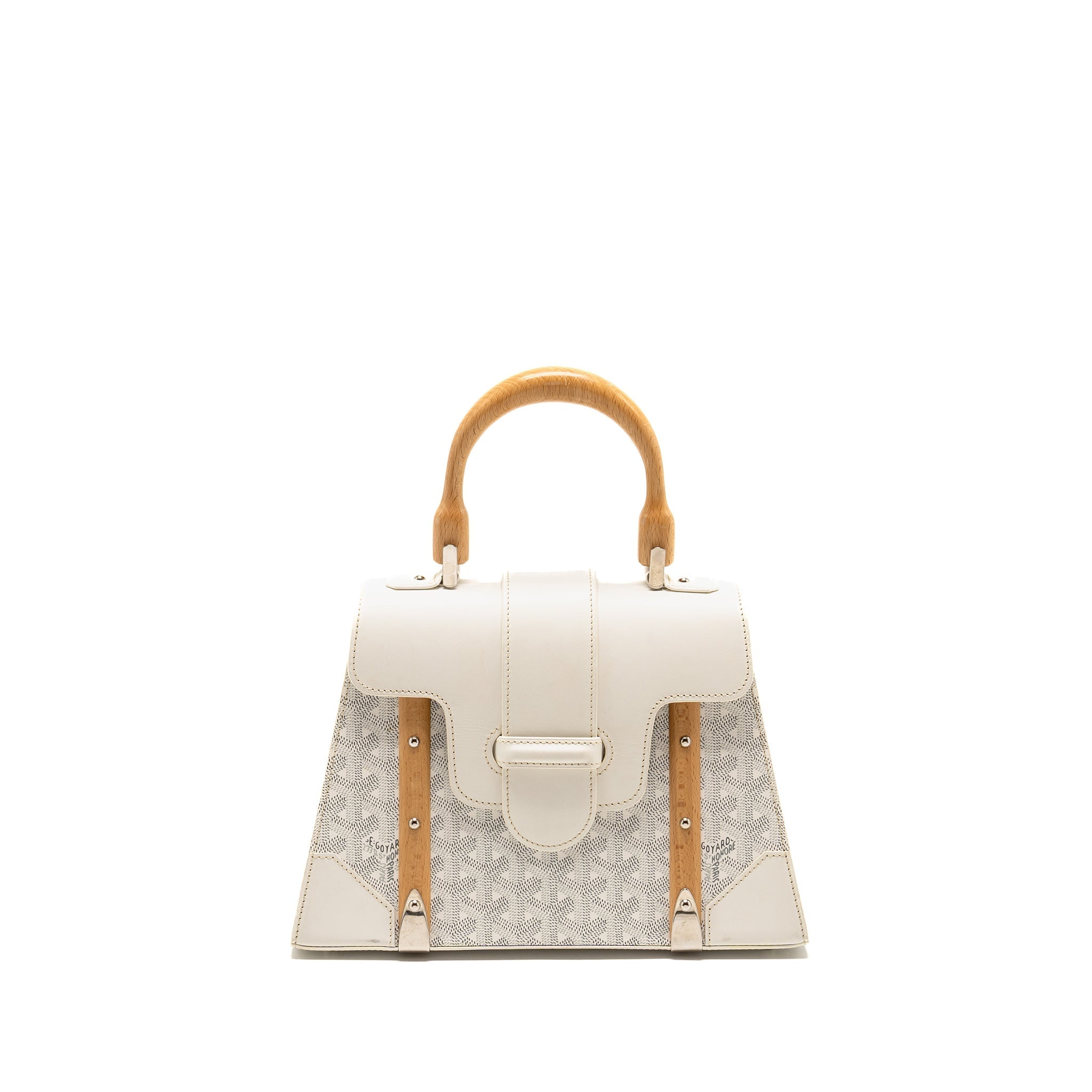 GOYARD STRUCTURED SAIGON PM CALFSKIN / CANVAS WHITE SHW