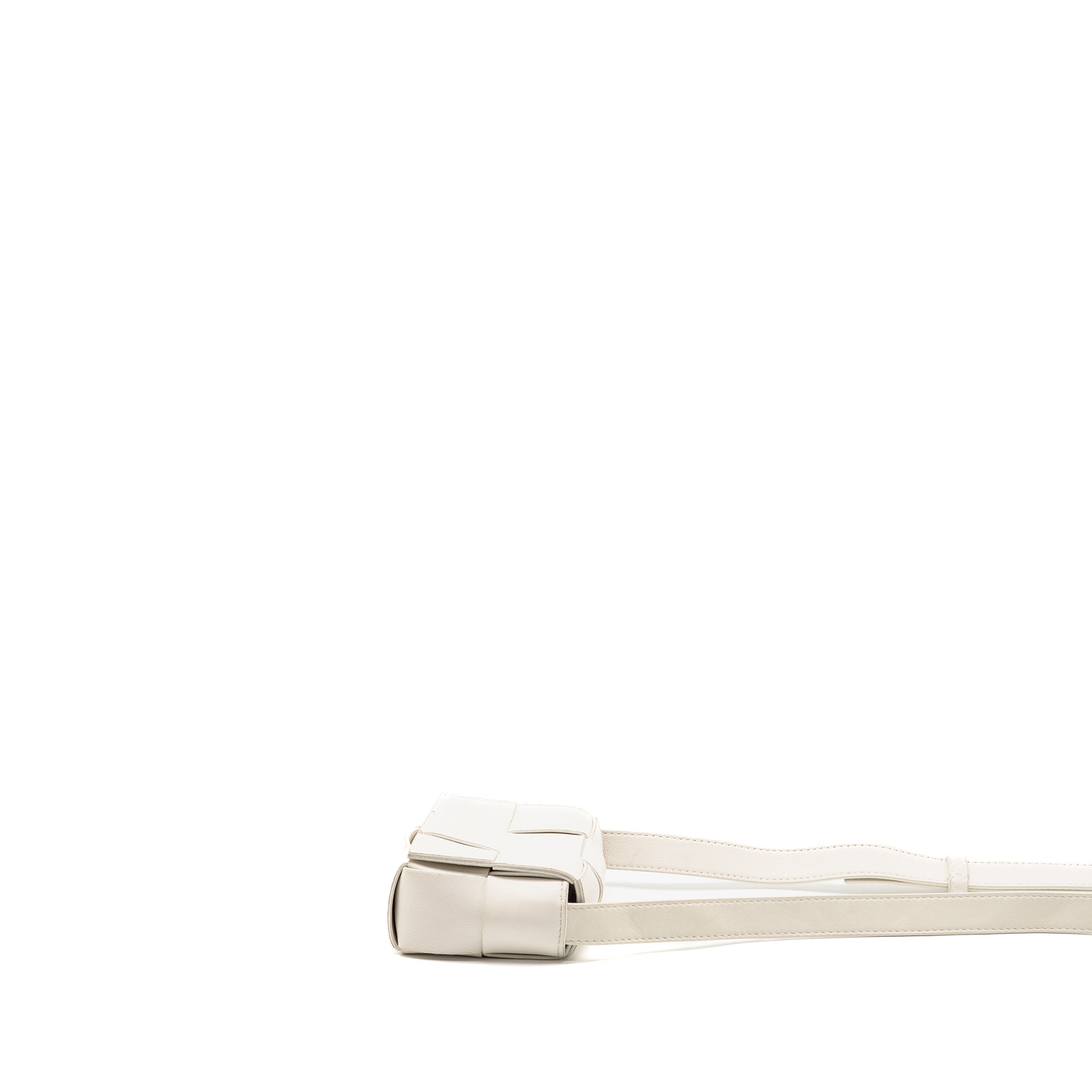 BOTTEGA VENETA INTRECCIO CASSETTE MINI BAG LAMBSKIN WHITE