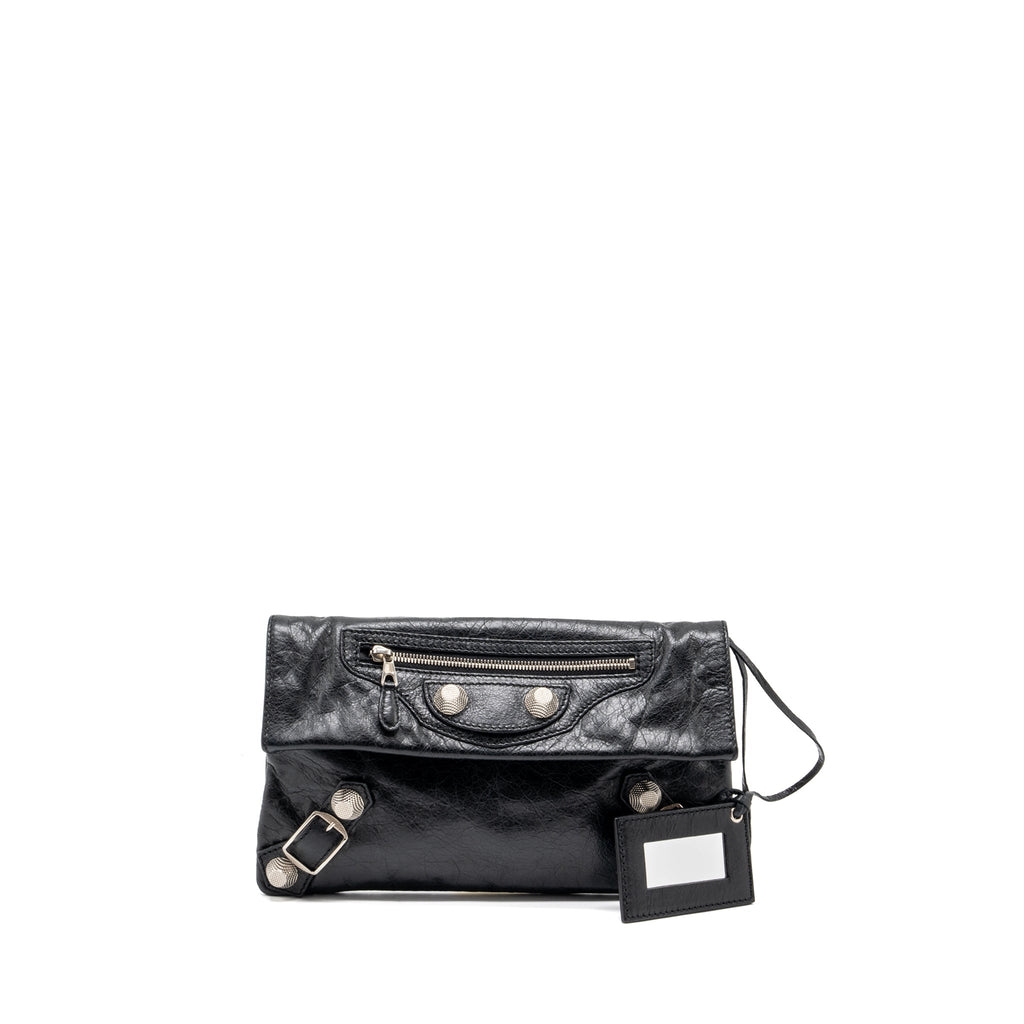 BALECIAGA CITY FOLD CLUTCH LEATHER BLACK SHW
