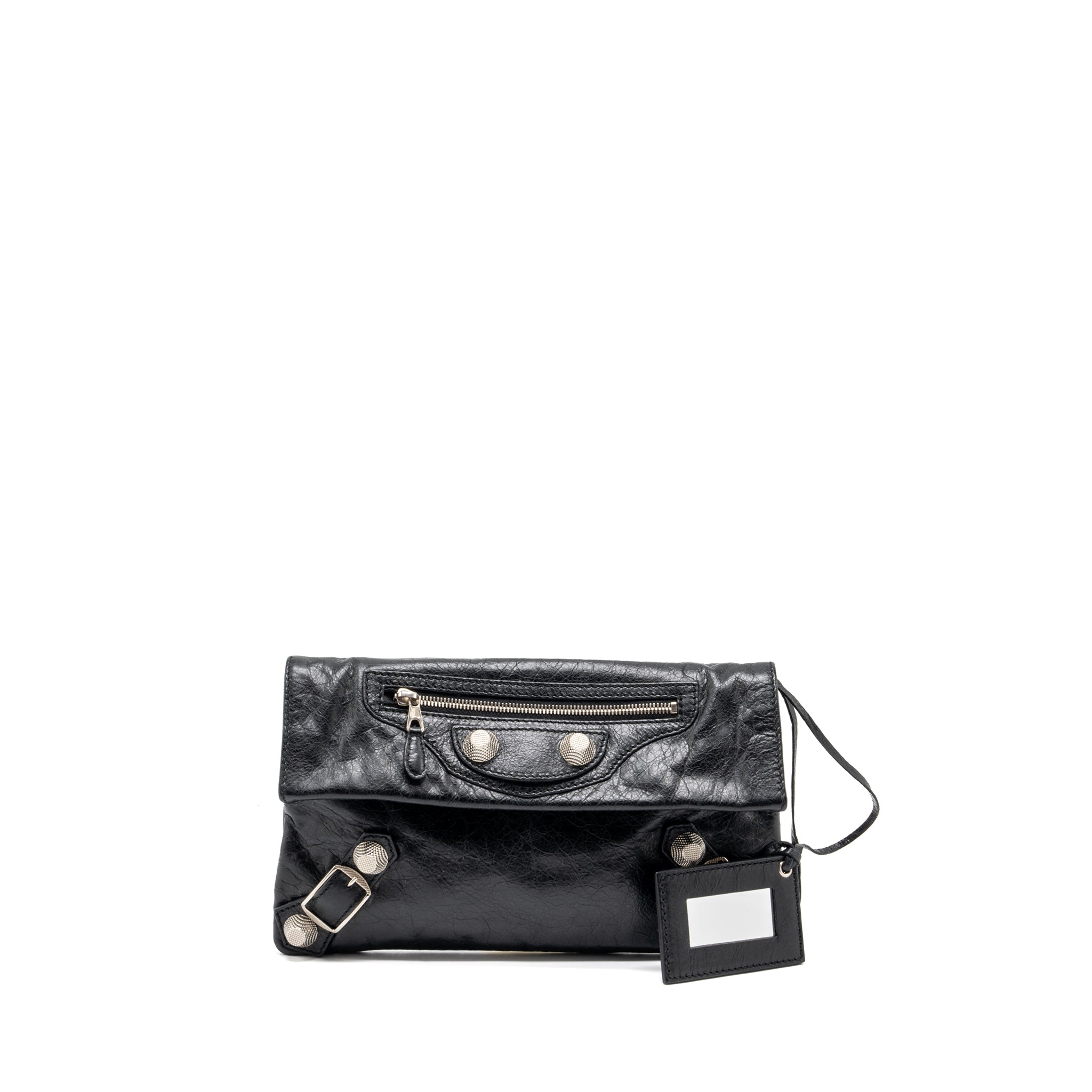 BALECIAGA CITY FOLD CLUTCH LEATHER BLACK SHW
