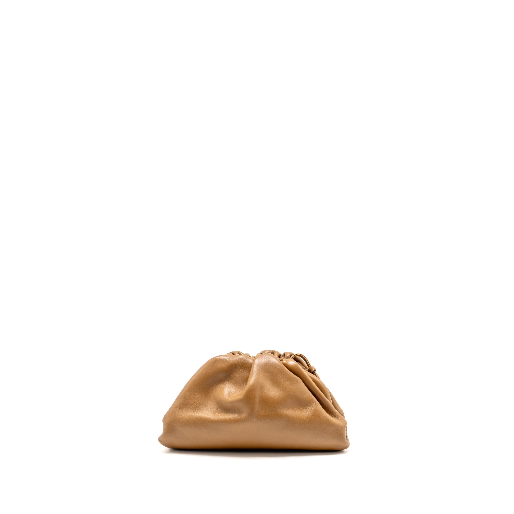 BOTTEGA VENETA MINI THE POUCH SMOOTH CALFSKIN DARK BEIGE GHW
